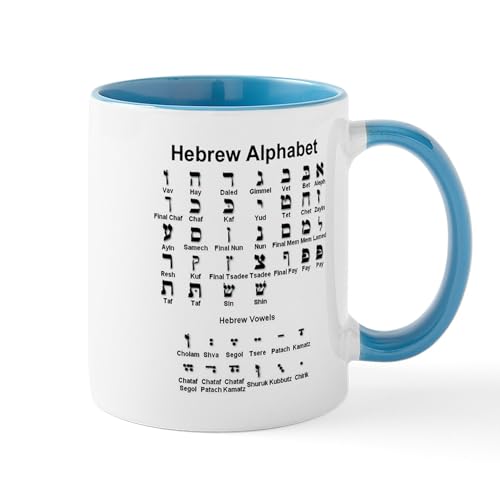 White/Blue Inside - Hebrew Alphabet Mug