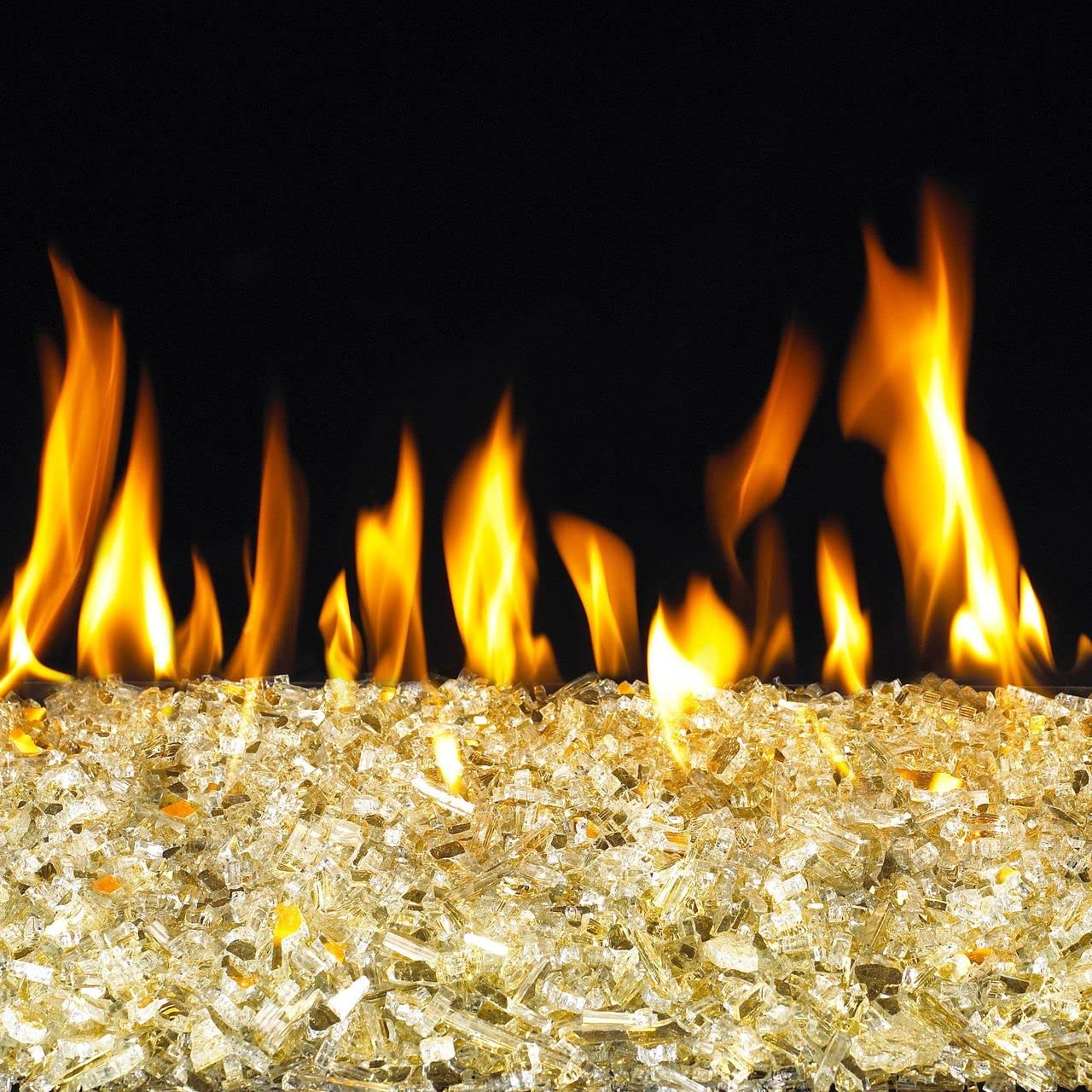 RealFyre Gold Reflective Fyre Glass - 10 lbs Fire Pit Media for Outdoor Fireplace, Fire Bowl & Patio Decor | Shatter-Resistant & Durable Fire Glass Rocks