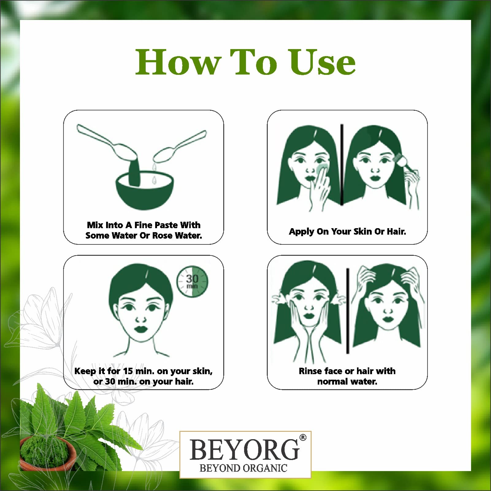 Organic Pure Neem Leaves Powder 400g - Chemical Free Neem Face & Hair Pack for Acne, Dandruff & Skin Care | Natural Ayurvedic Beauty Treatment for Glowing Skin & Healthy Hair