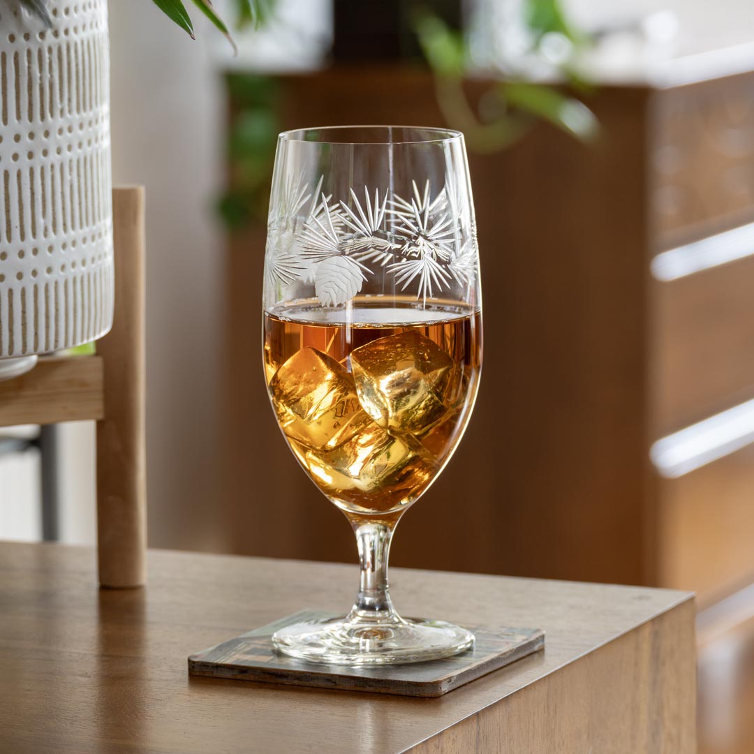 Icy Pine 16oz Footed Iced Tea Glasses - Set of 4 | Shatter-Resistant Glassware for Summer Drinks, Lemonade, and Cocktails | Perfect for Parties, BBQs, and Outdoor Gatherings