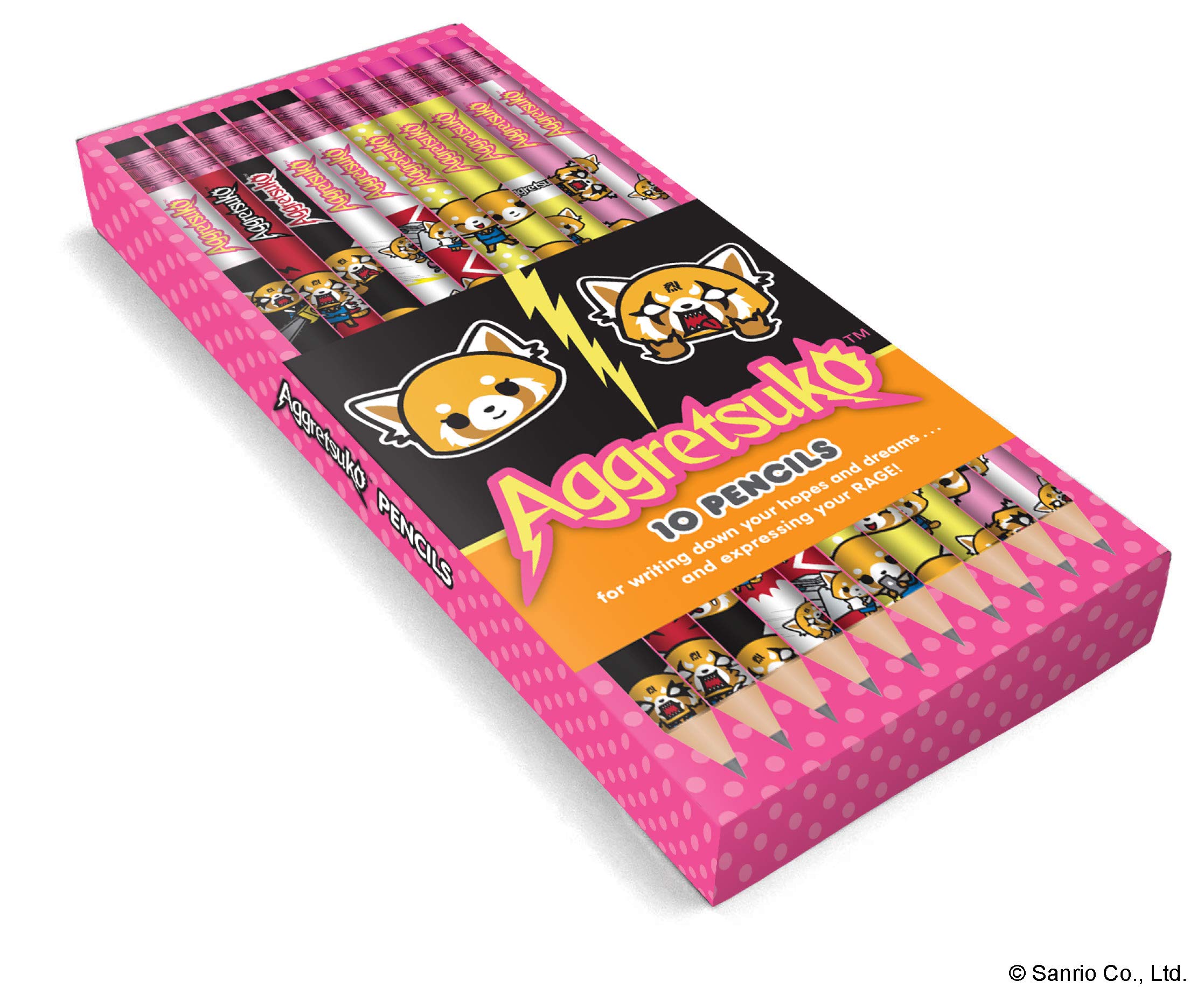 Aggretsuko 10-Piece Pencil Set - Cute Sanrio Stationery for Anime Fans, Office & School Supplies, Perfect Gift for Aggretsuko Lovers - Ideal for Writing, Drawing & Collecting