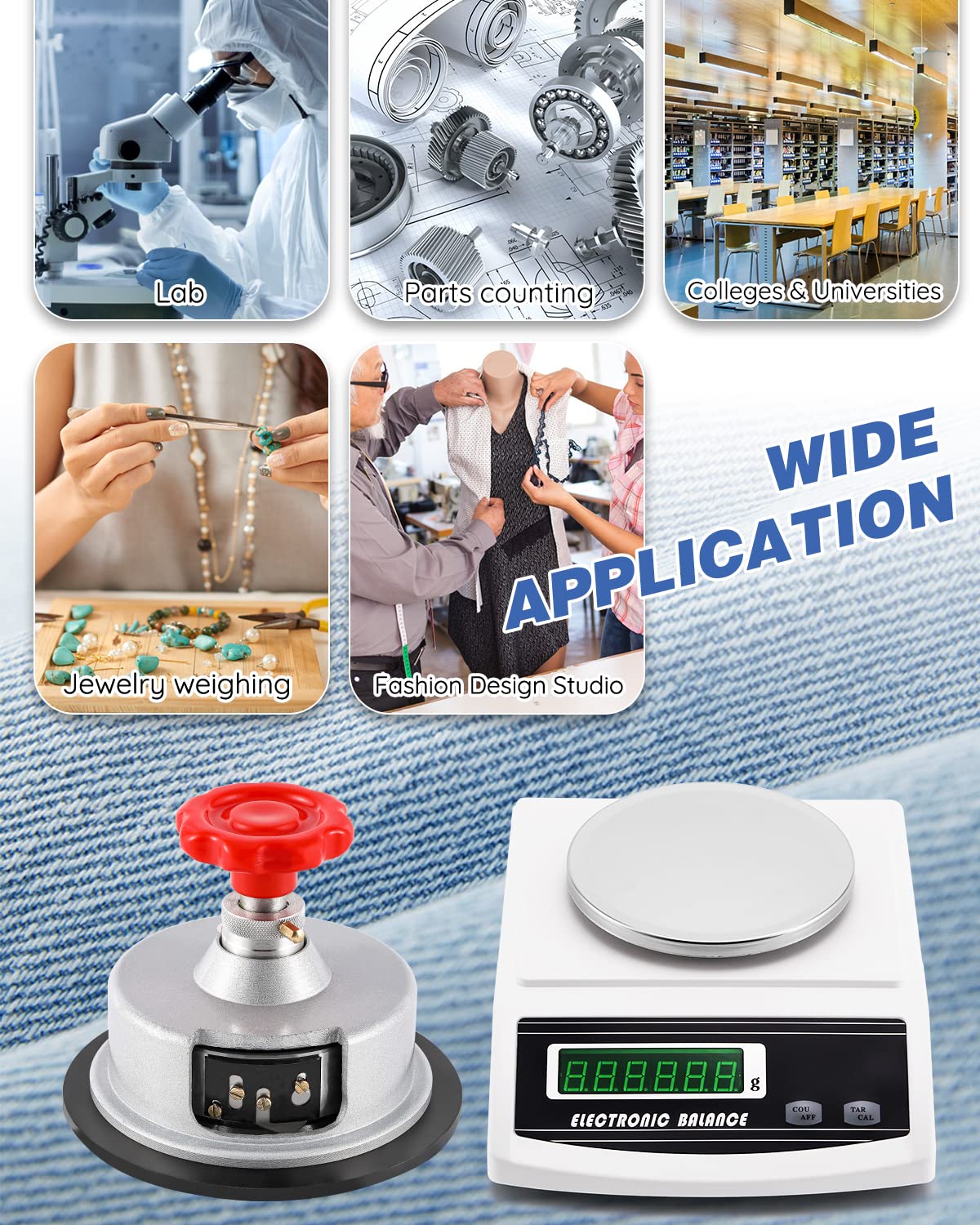 NEWTRY 600g/0.01g Precision Digital Fabric GSM Scale with 0-2mm Disc Sampler & Cloth Cutter - 110V Textile Weight Balance for Non-Woven, Paper & Fabric Testing - Perfect for Textile Labs, Quality Control & Fabric GSM Measurement