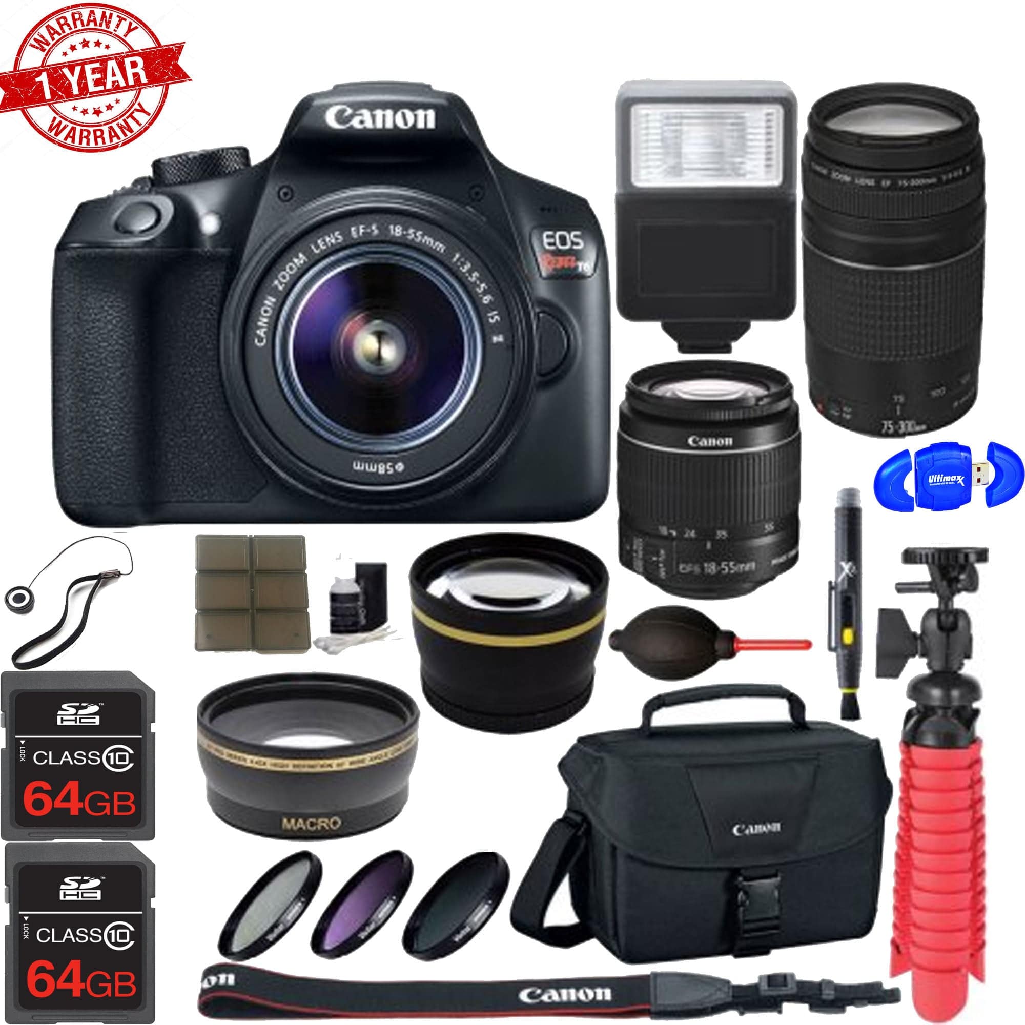 Canon EOS Rebel T6/2000D DSLR Camera Bundle with 18-55mm & 75-300mm Lenses - Perfect for Photography Beginners, Travel & Portrait Shooting