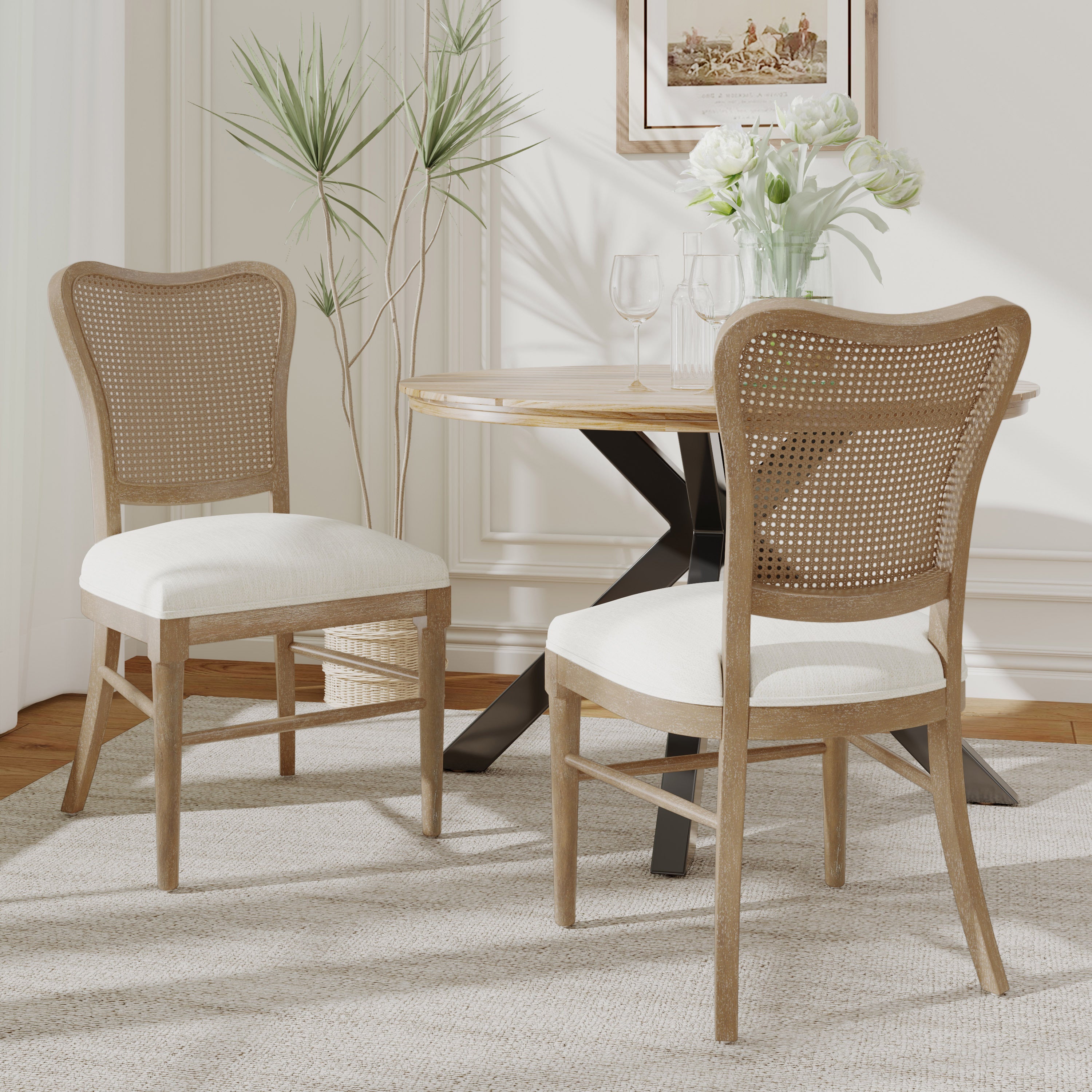 Modern Dining Chairs Set of 2 - Sturdy Wooden Kitchen Chairs with Padded Seat - Perfect for Dining Room, Kitchen, Breakfast Nook & Small Spaces