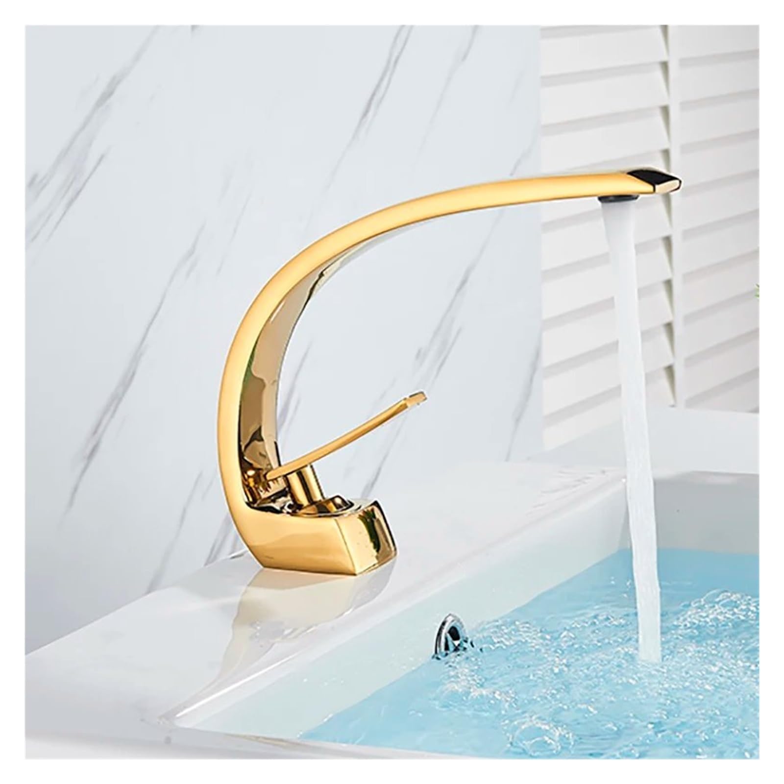 GAIWUSI Single Handle Deck Mount Bathroom Faucet - Polished Gold Finish, Hot and Cold Water Mixer Tap for Vanity Sink - Chrome Plated, Durable & Stylish - Perfect for Modern Bathrooms and Powder Rooms