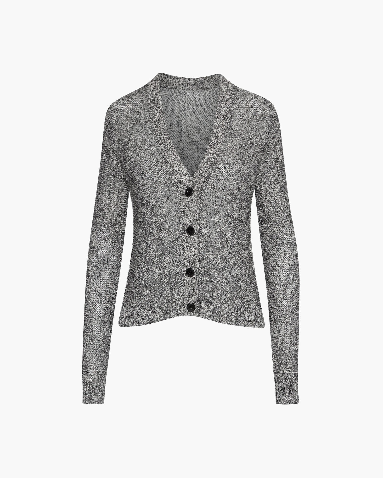 Soft Cotton Blend Rib Detail Cardigan for Women - Black Marl | Cozy Knit Sweater for Fall & Winter | Perfect for Layering, Office Wear & Casual Outfits