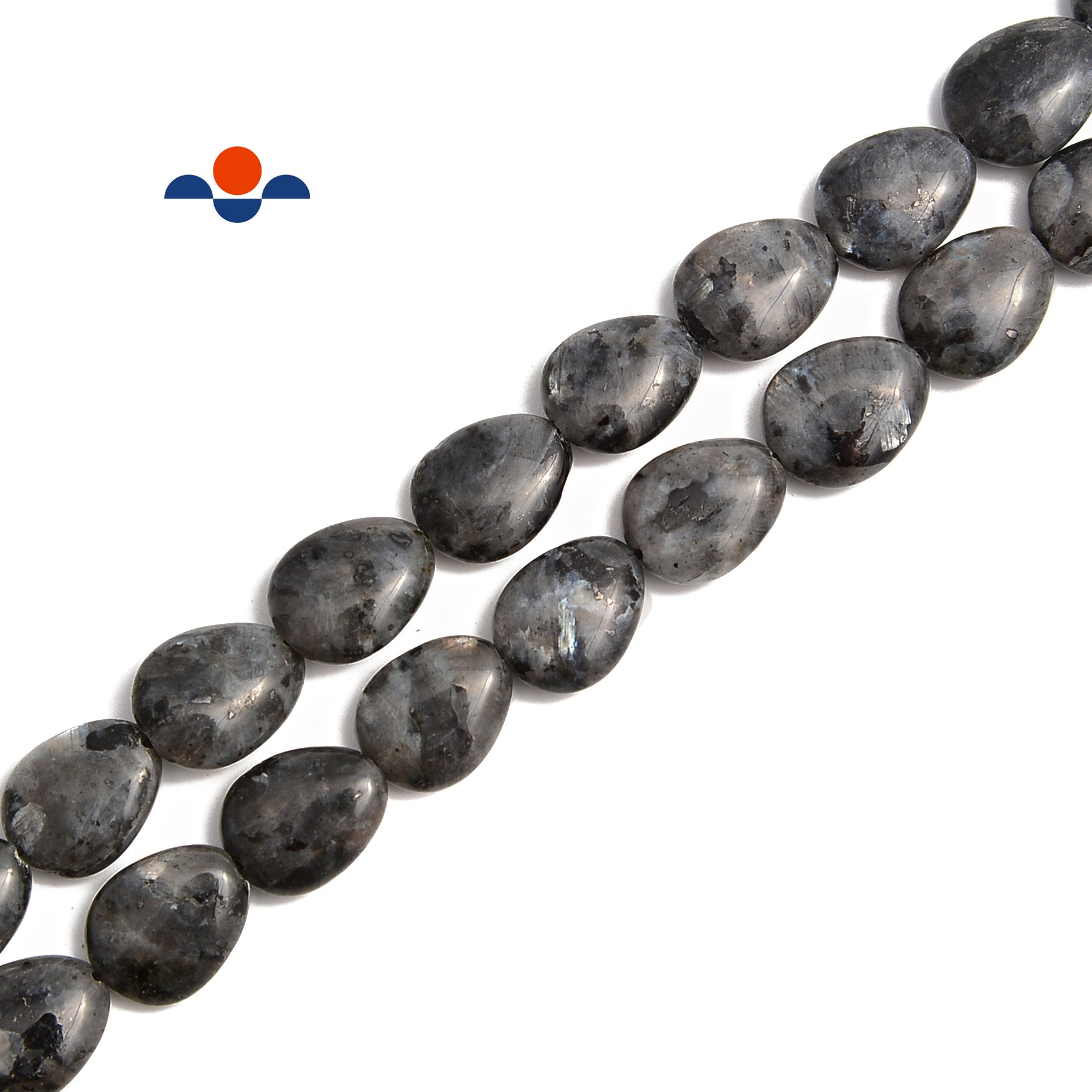 Larvikite Labradorite Flat Teardrop Beads - 12x14mm Gemstone Beads - 15.5 Inch Strand for Jewelry Making, DIY Crafts & Healing Crystal Bracelets