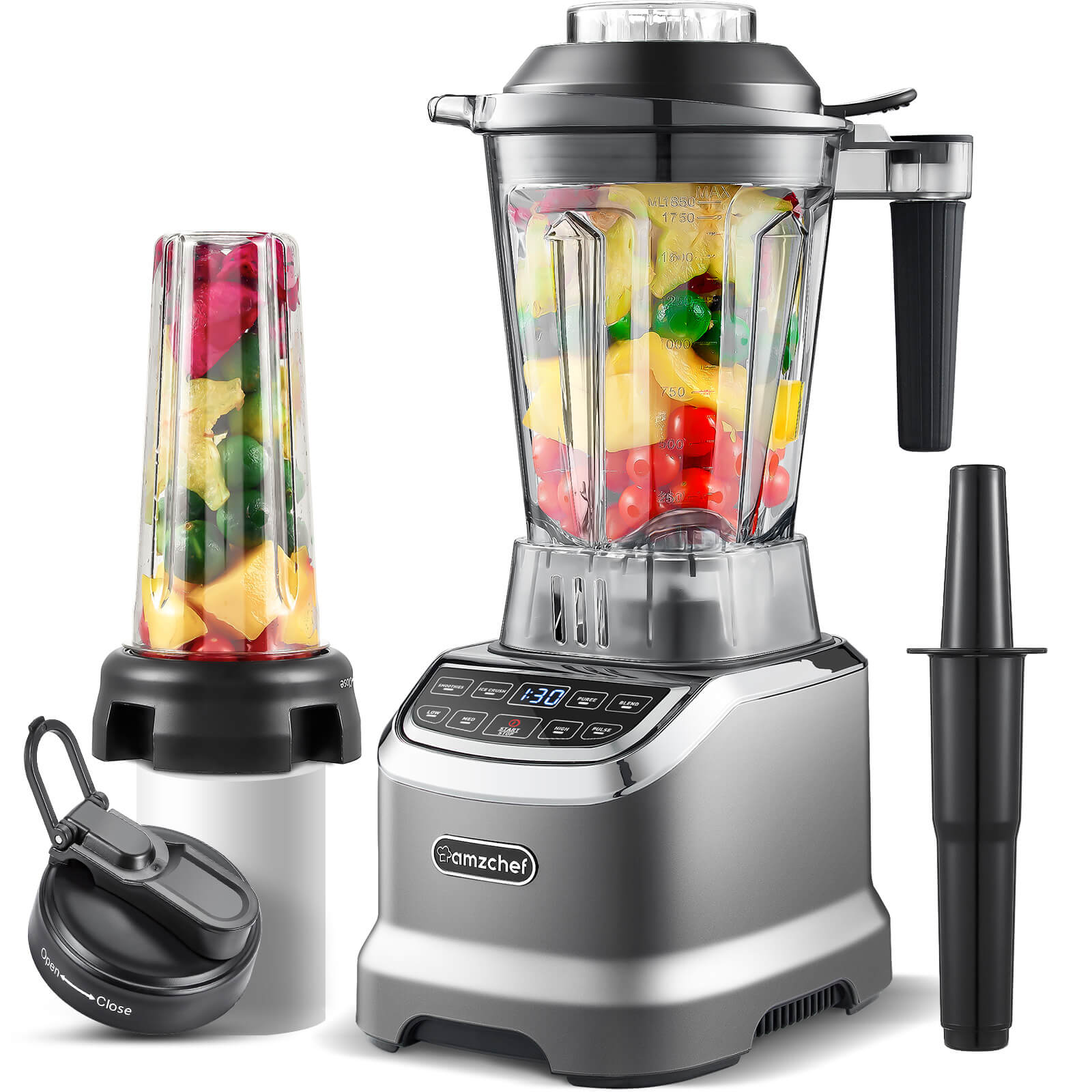 AMZCHEF ZM5003 1800W High-Speed Blender for Smoothies, Juices & Shakes - Powerful Countertop Blender for Kitchen, Restaurant & Healthy Lifestyle - Perfect for Making Smoothies, Protein Shakes & Frozen Drinks
