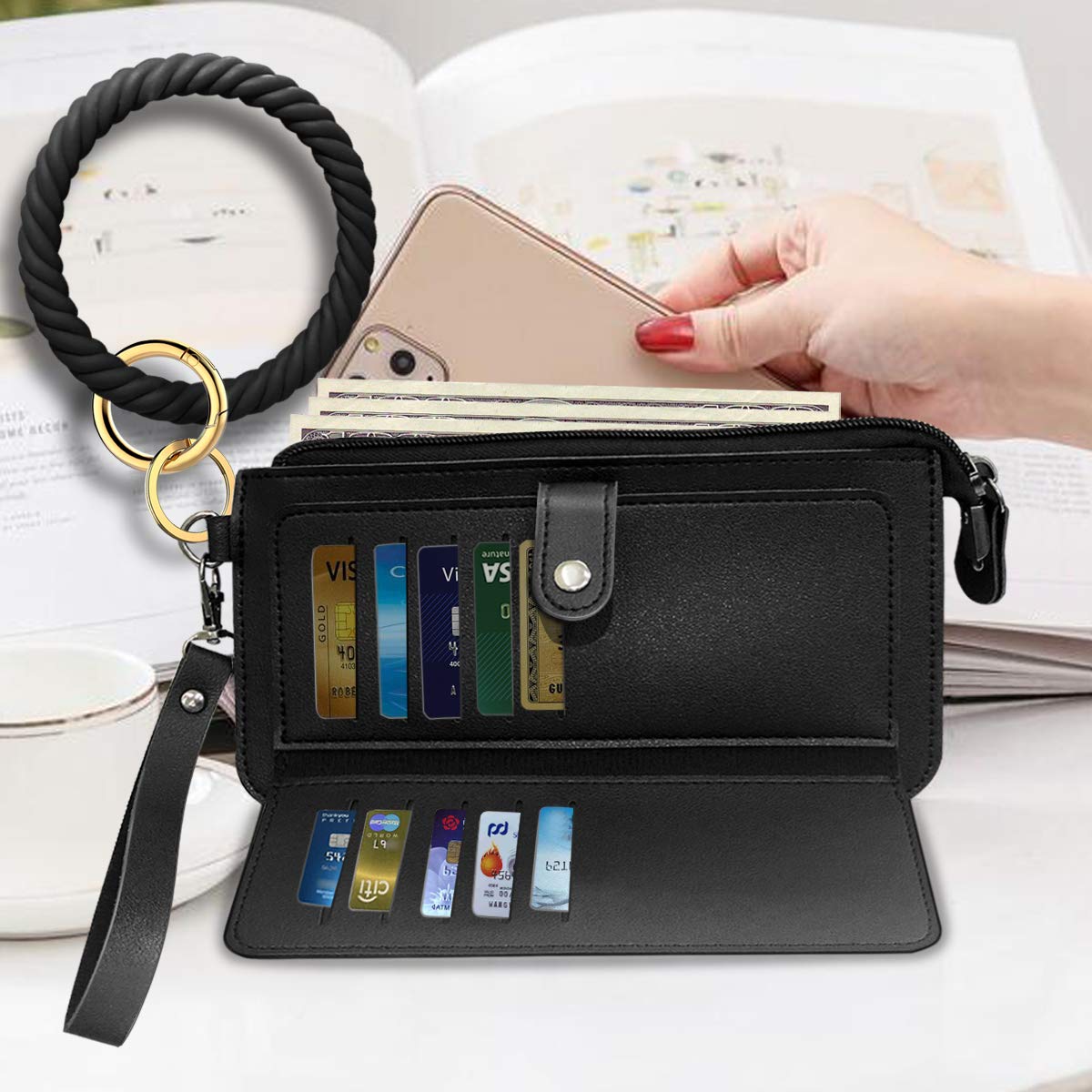 Idakekiy Wristlet Keychain - Silicone Key Ring Wallet Bracelet with Tassel for Women & Girls | Card Holder Purse for Everyday Use, Travel & Shopping