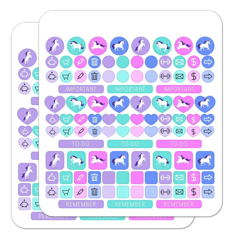 Frolicking Unicorns Sticker Set - White & Purple Planner Stickers for Scrapbooking, Bullet Journal, DIY Crafts | Perfect for Calendars, Journals, and School Projects