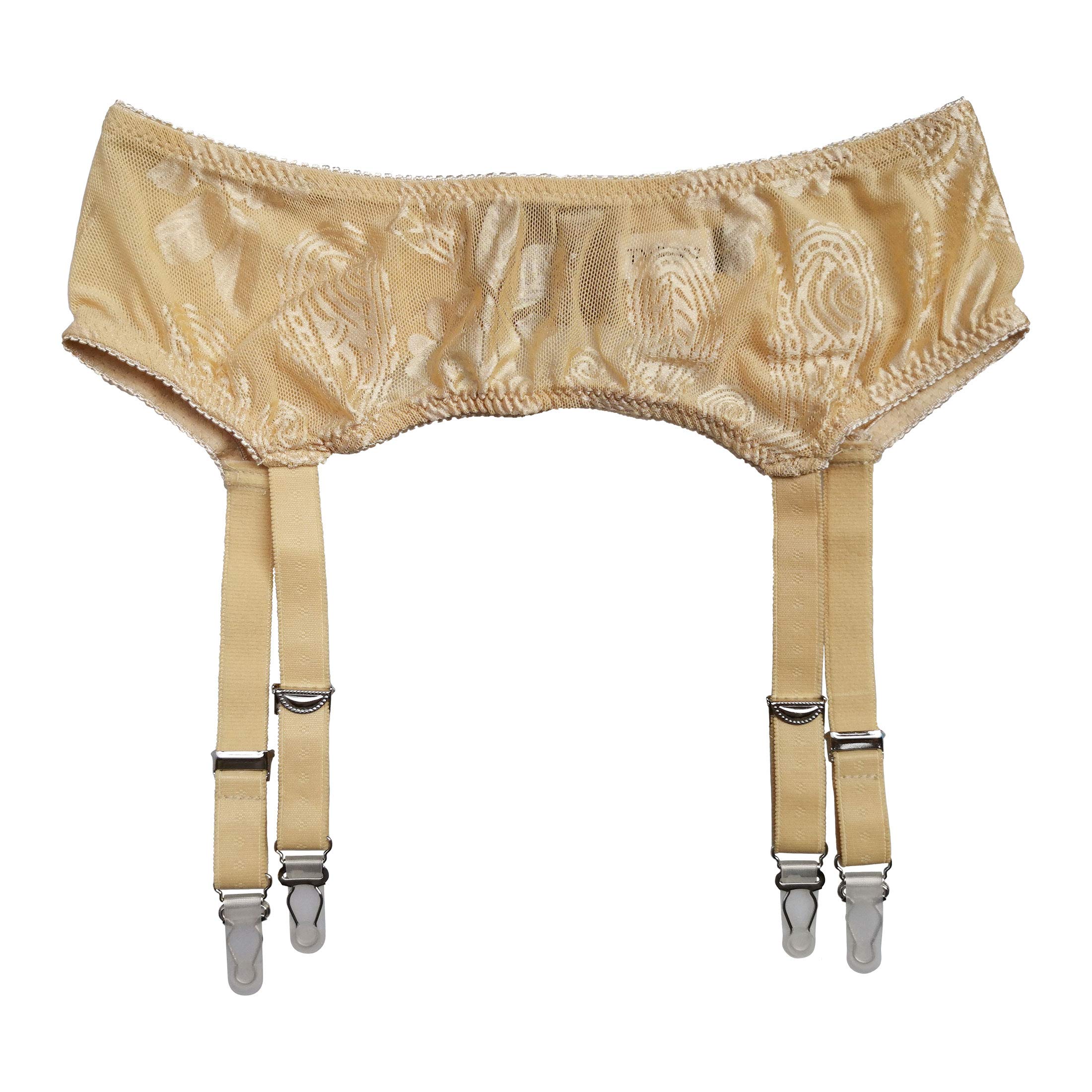 TVRtyle Golden Sexy 4-Strap Garter Belt for Women - Adjustable Metal Clips for Stockings & Lingerie (S502G) | Perfect for Bridal, Boudoir & Special Occasions