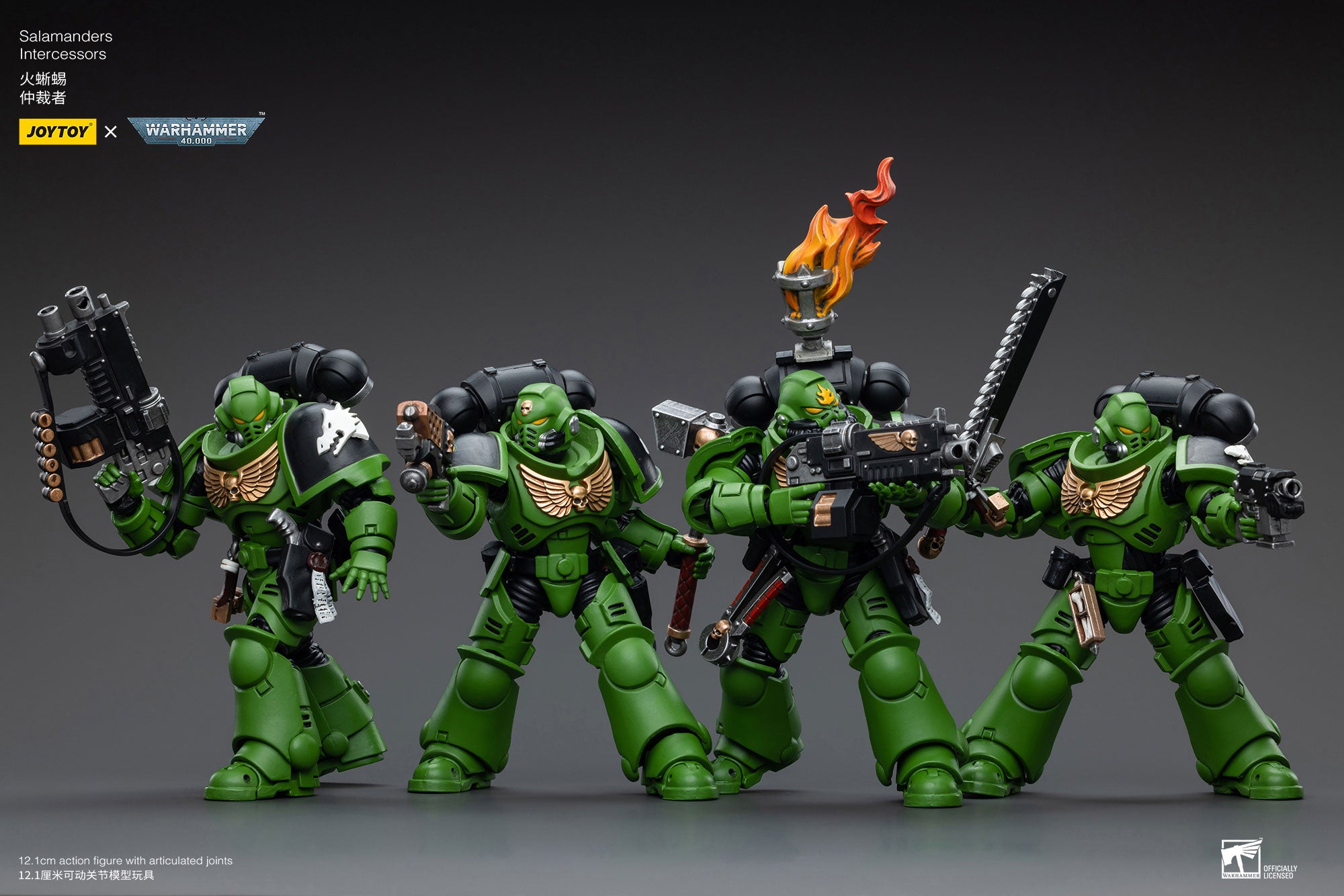 1/18 JOYTOY 3.75 Inch Warhammer 40K Salamanders Space Marines Intercessors Action Figure Set (4pcs) - Perfect for Collectors, Tabletop Gaming & Display Scenes