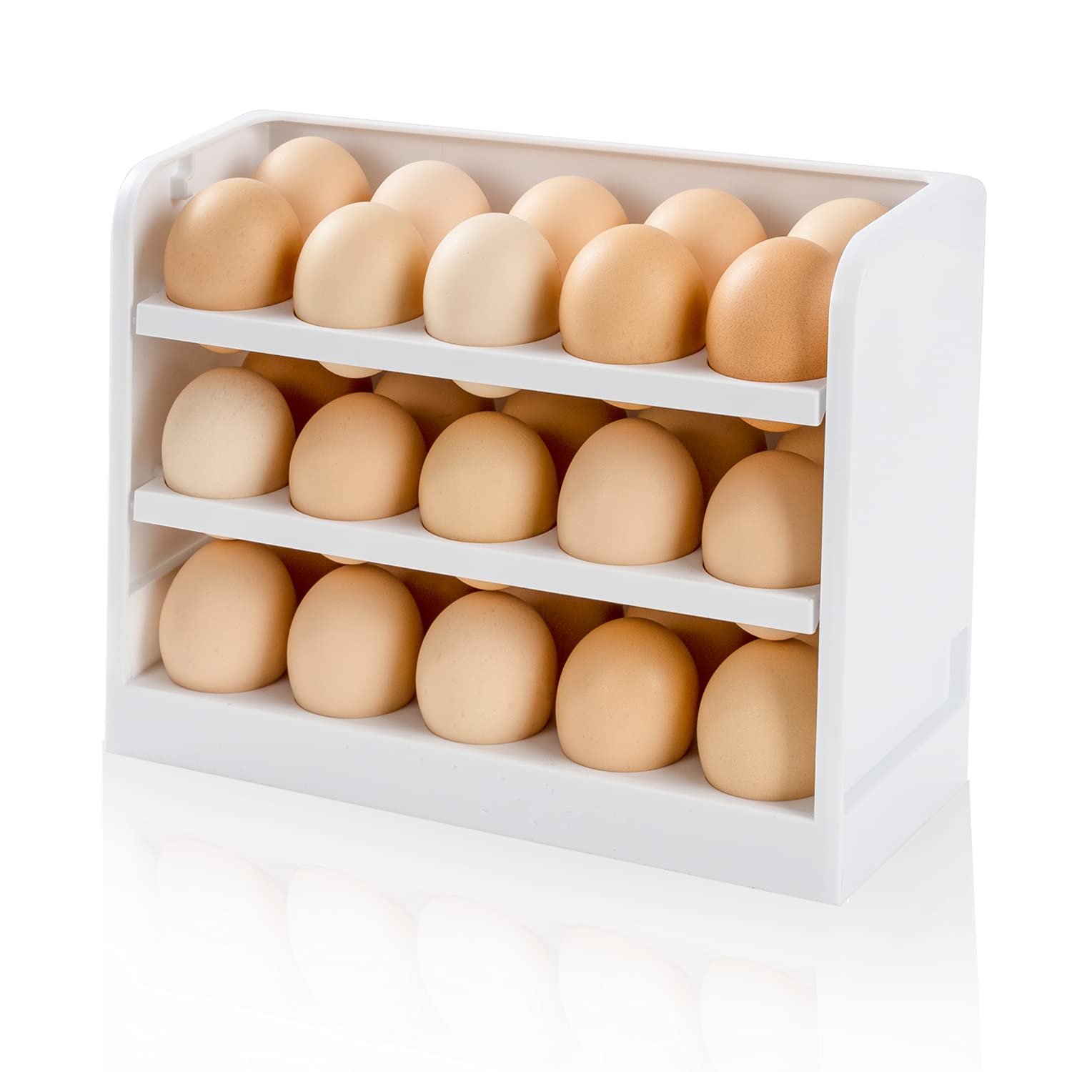 Stackable Egg Holder for Refrigerator - Space Saving Fridge Organizer Holds 30 Eggs - Perfect for Kitchen Storage & Meal Prep (1 Pack)