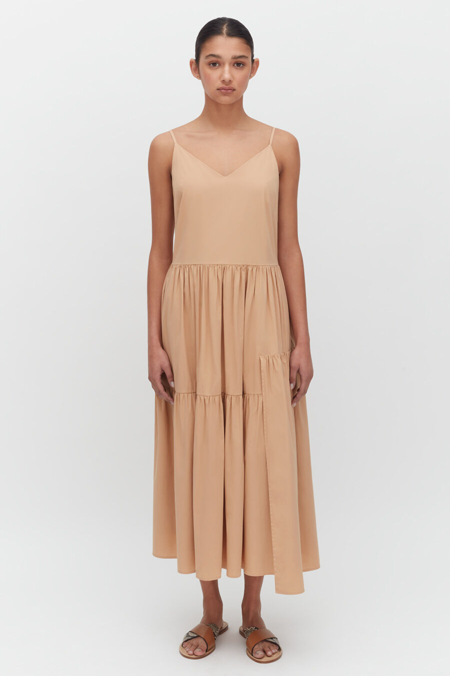 Elegant Poplin Tiered Dress for Women - Flowy Summer Midi Dress with Ruffles - Perfect for Beach Vacations, Brunch Dates & Garden Parties