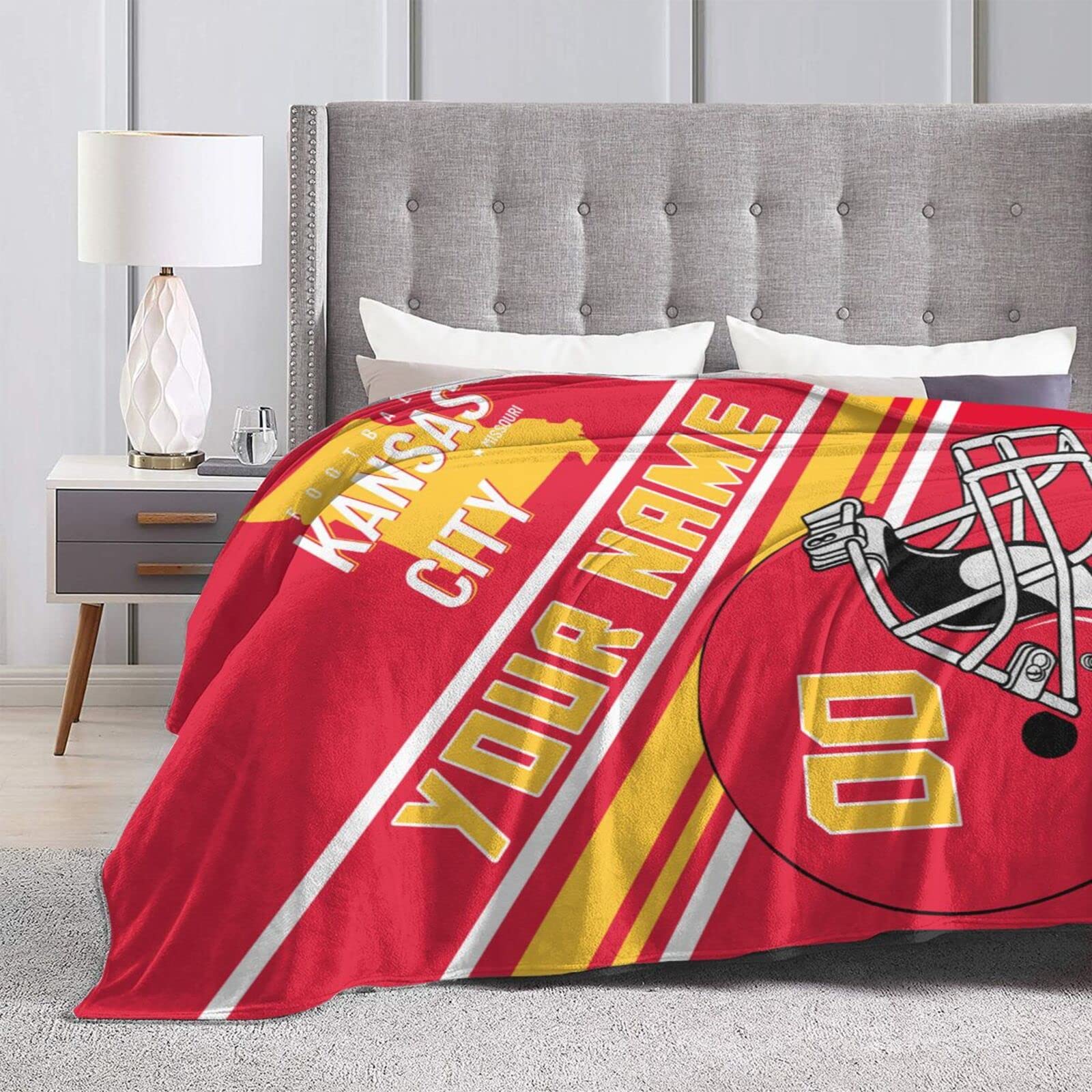 Personalized Fleece Throw Blanket - Custom Name & Number Football Fan Gift, 40