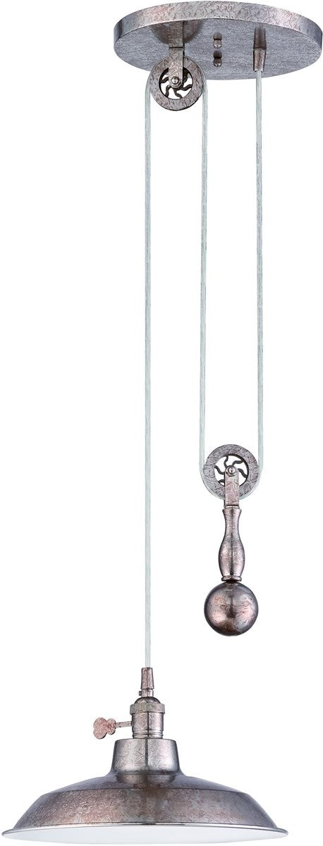 12W Single Bulb Pulley Pendant Light in Antique Silver Finish - Perfect for Farmhouse, Industrial, or Vintage Style Kitchen Island Lighting