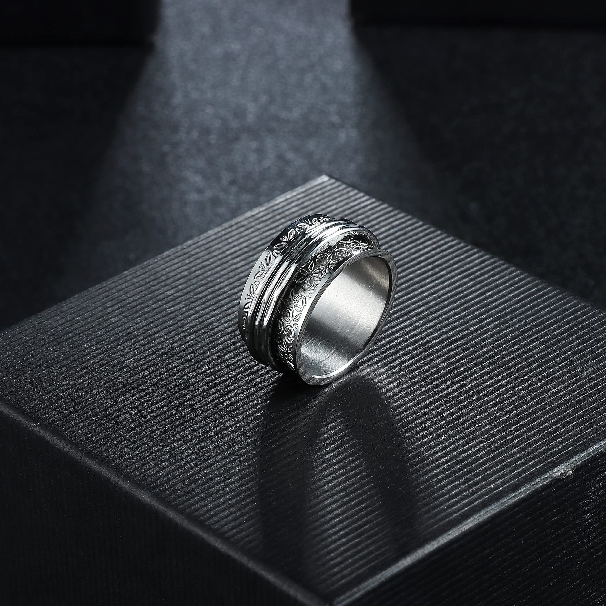 Magitaco Stainless Steel Spinner Rings for Anxiety Relief - Moon, Star, Flower & Butterfly Fidget Rings for Women & Men - Perfect for Stress Relief, Focus & ADHD Management