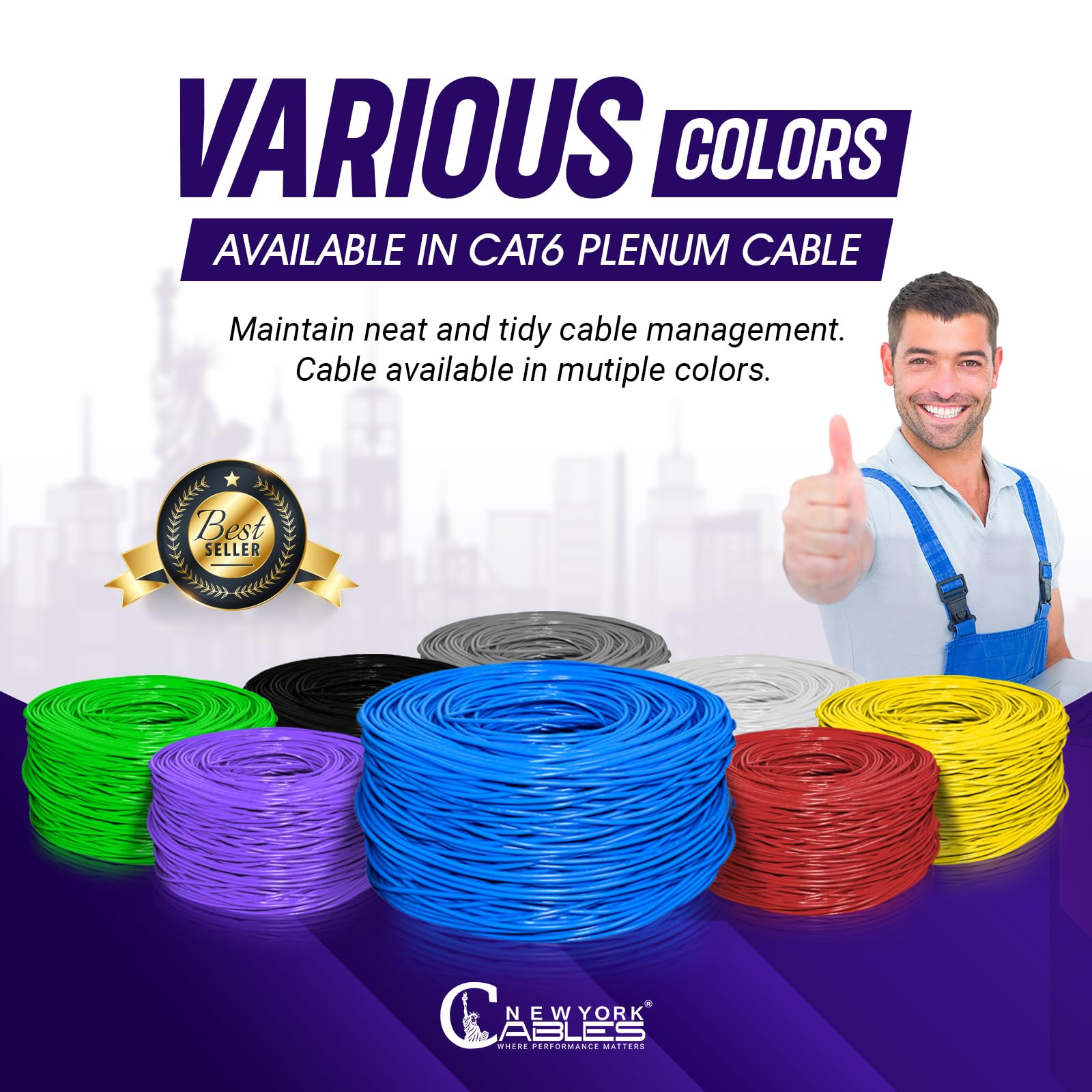 Premium CAT6 Plenum Cable 1000FT (CMP) - 23AWG 4-Pair UTP Ethernet Cable for 10GB & 550MHz High-Speed Networking - Ideal for Office, Data Center, Gaming & Home Theater Installations - Plenum Rated for Safety