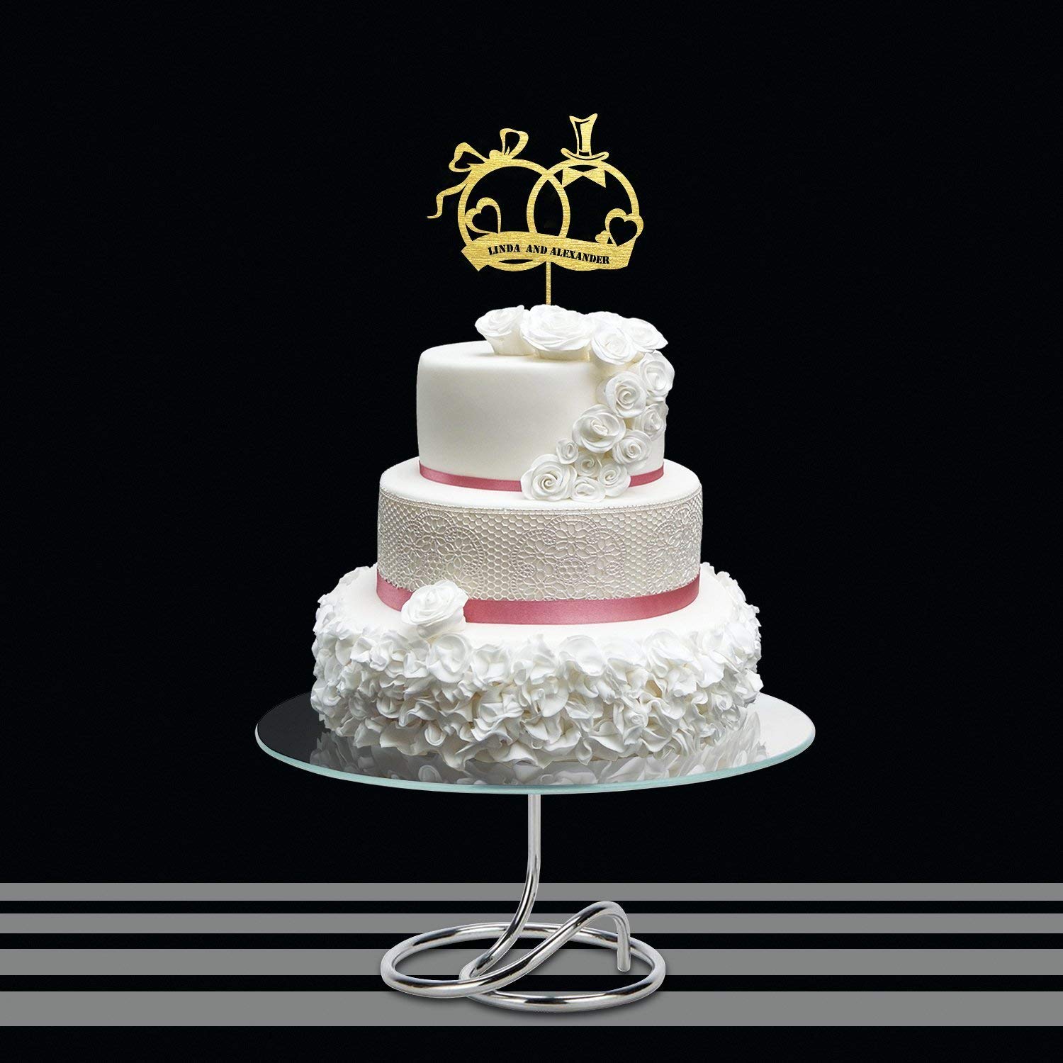 Custom Silhouette Couple Wedding Cake Topper - Personalized Mr & Mrs Cake Topper for Weddings - Elegant Wedding Cake Decoration for Anniversary & Bridal Showers