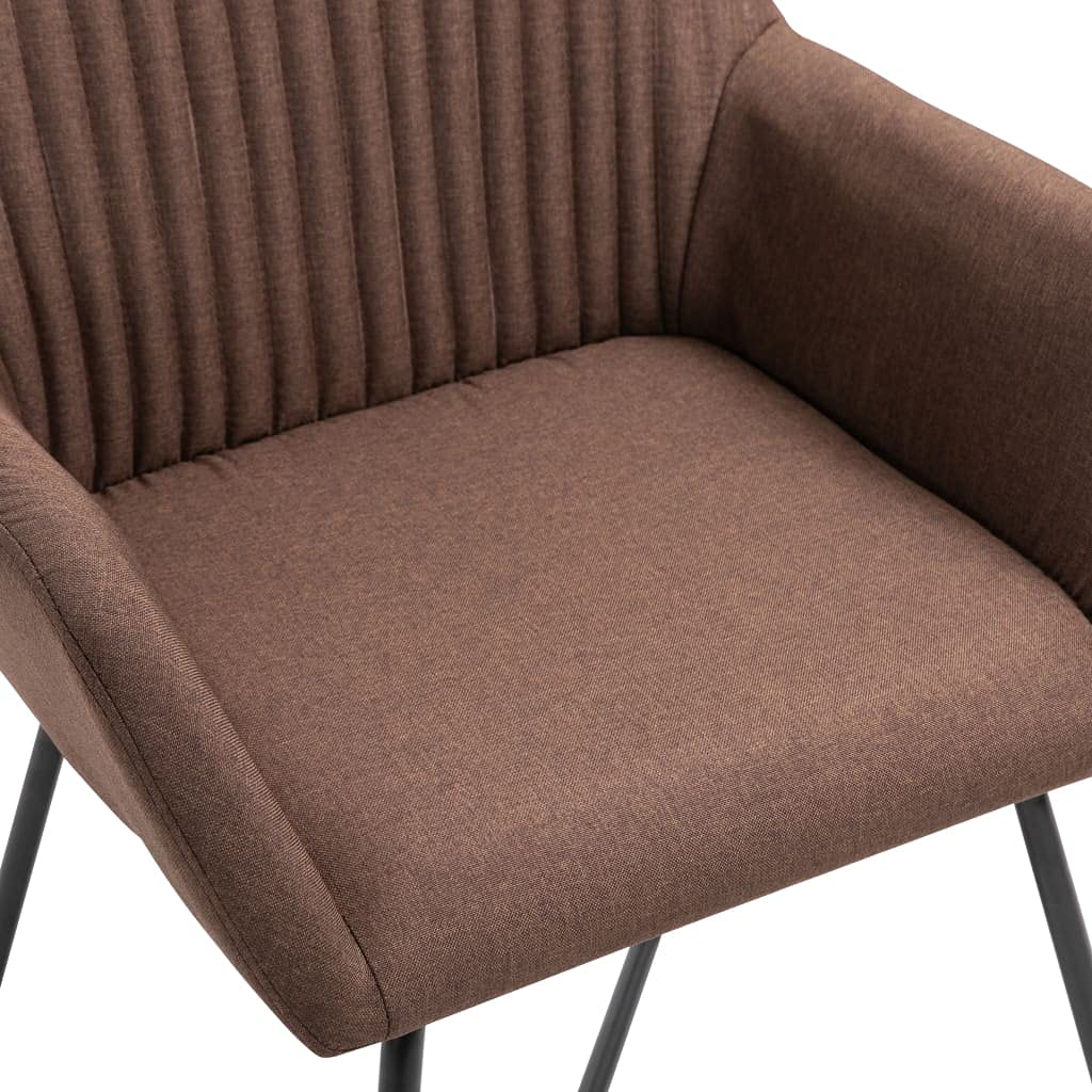 SKM Modern Dining Chairs Set of 2 - Brown Fabric Upholstered Kitchen Chairs with Sturdy Metal Legs - Comfortable Seating for Dining Room, Kitchen, Breakfast Nook & Small Spaces