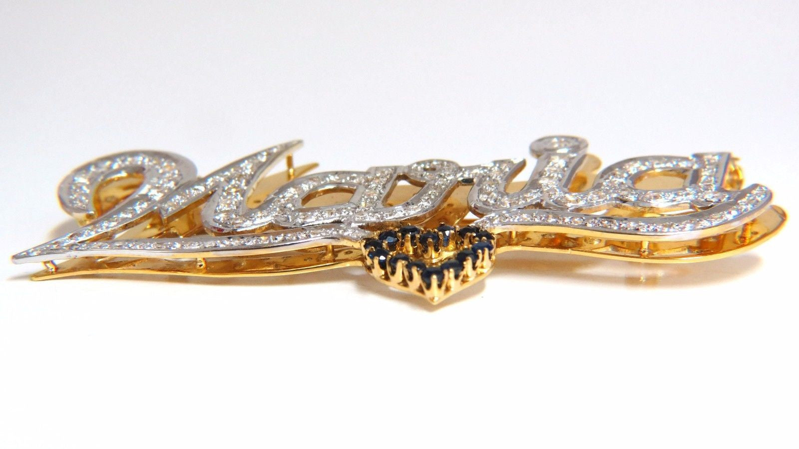 Maria Brooch Pin - 2.00ct Natural Sapphire & Diamond 14K Gold Vintage Jewelry for Women - Perfect for Weddings, Parties & Special Occasions