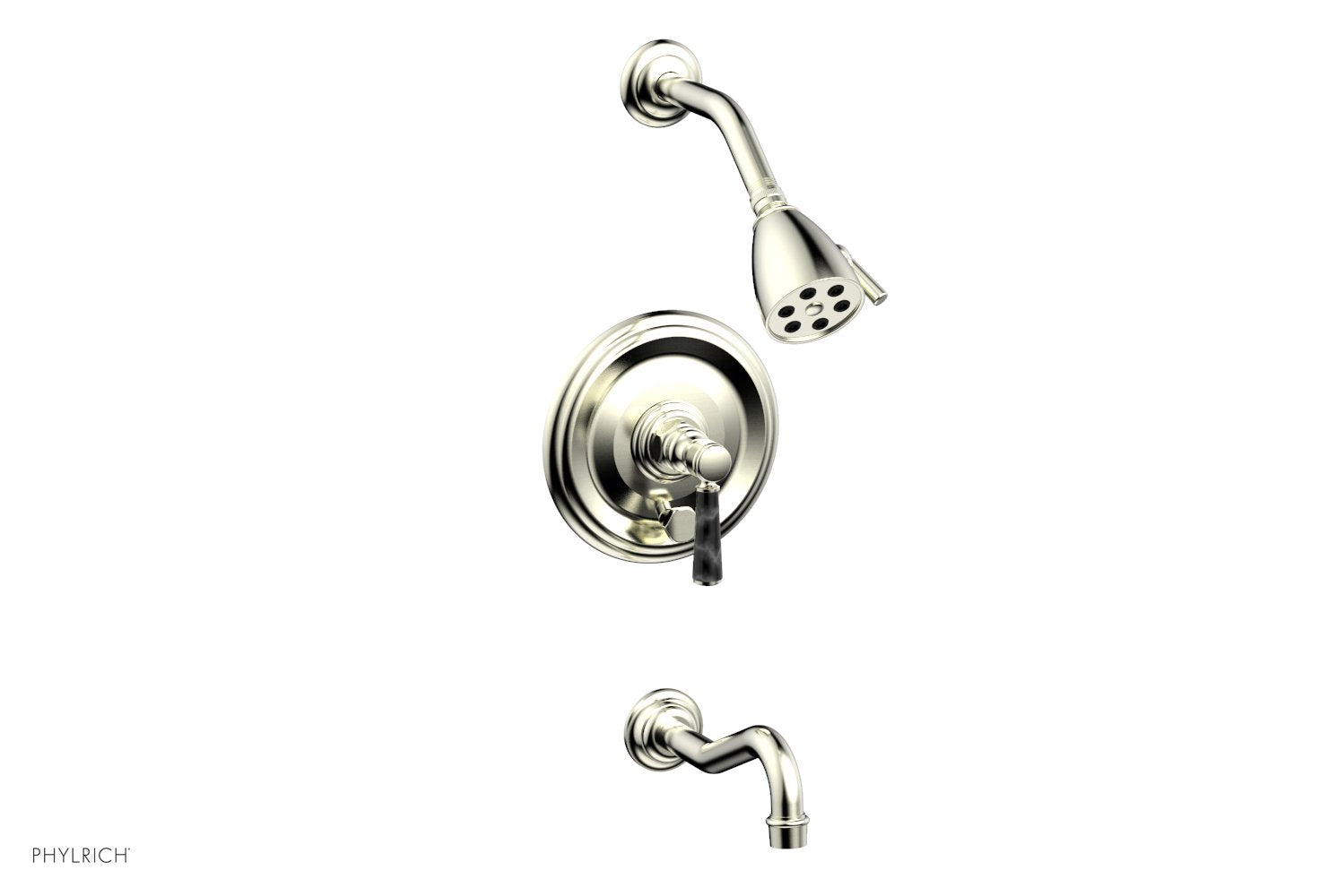 HENRI Pressure Balance Tub and Shower Faucet Set - Black Marble Lever Handle 161 28 - Perfect for Modern Bathroom Renovation and Luxury Spa Experience