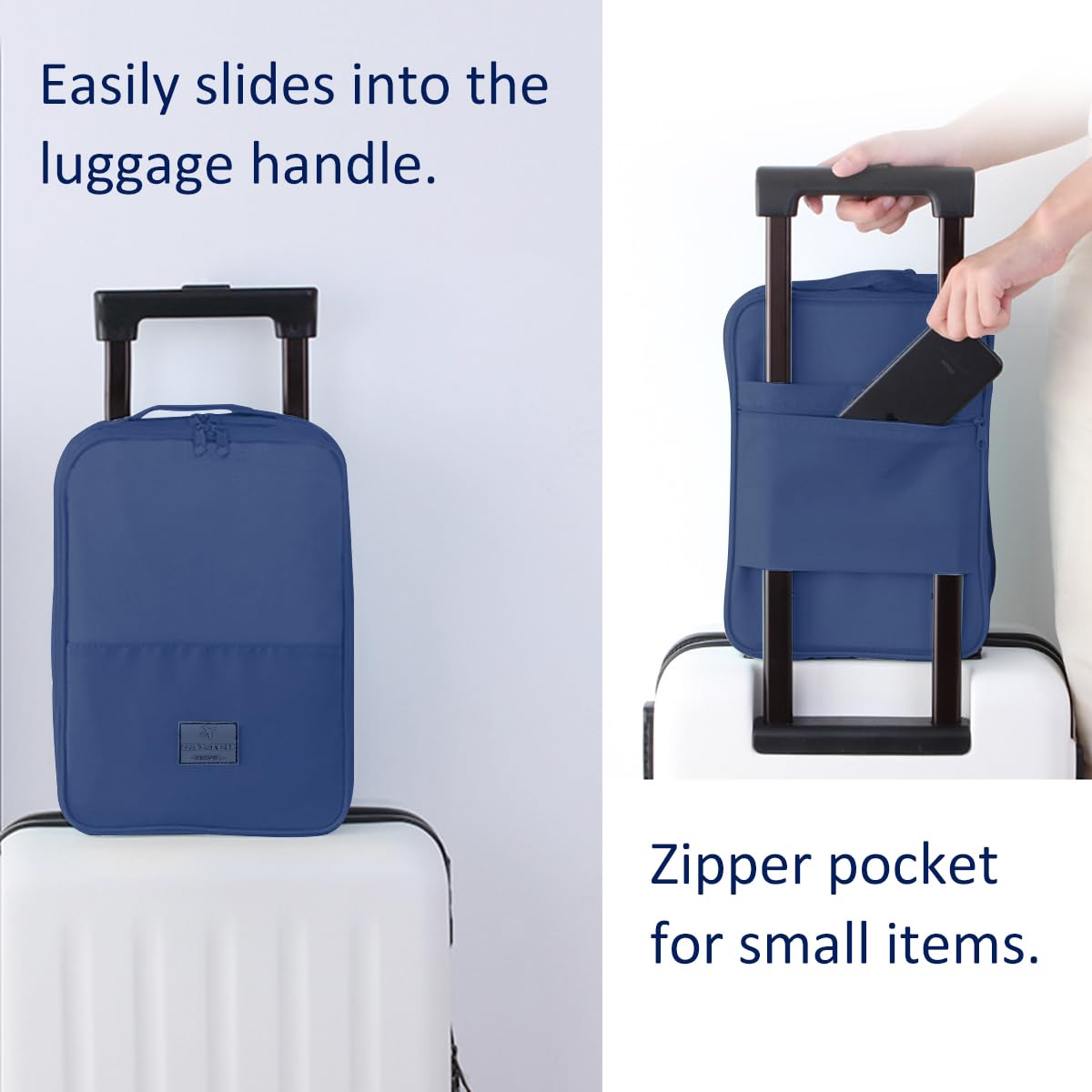 Waterproof Large Shoe Bags for Travel - Holds 3 Pairs of Shoes (Up to Size 12) | Durable Shoe Storage Organizer for Men & Women | Perfect for Gym, Vacation & Business Trips | French Navy Zippered Packing Cube