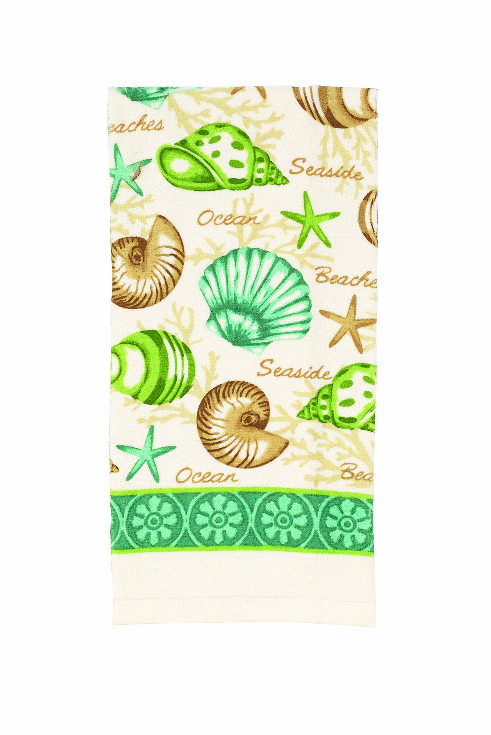 Ritz Coastal Cotton Kitchen Towel Set - Soft Absorbent Seascape Print Dish Towels for Drying Hands & Dishes - Perfect for Beach House & Coastal Themed Kitchens