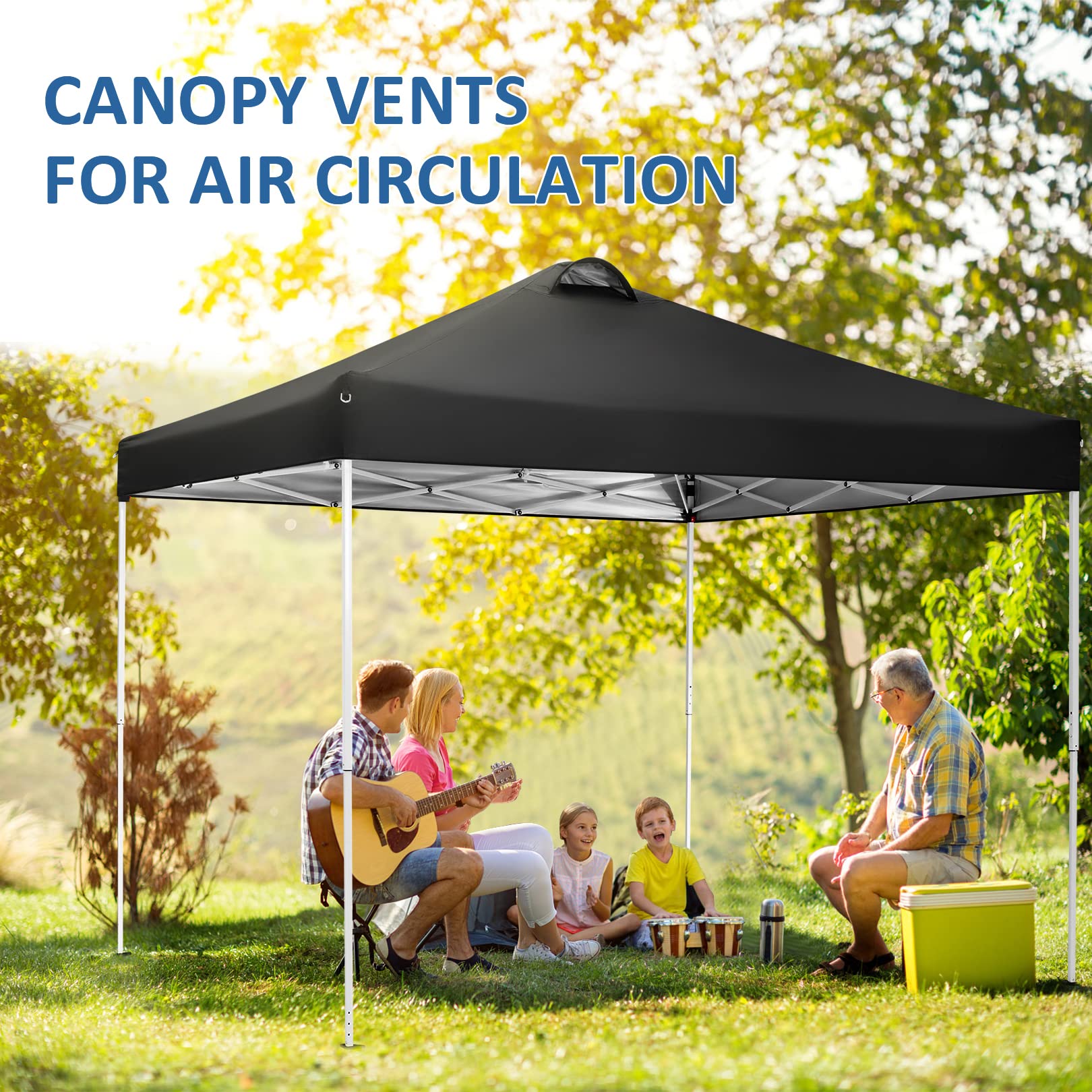 COBIZI 10x10 Pop Up Canopy Tent - Waterproof Instant Gazebo with 4 Sidewalls for Outdoor Events | Perfect for Parties, Patio, Backyard & Commercial Use | Includes 4 Sandbags, 8 Ropes & 4 Stakes (Black)