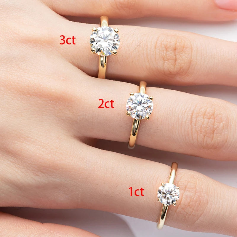 3 Carat Moissanite 925 Sterling Silver Round Engagement Ring for Women - Elegant Wedding, Proposal & Anniversary Jewelry Gift