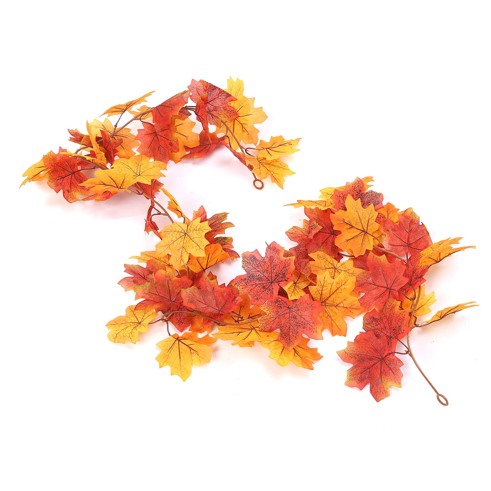 01 Fake Leaf Plants Vine - Fall Maple Leaf Garland with 2 Hooks | Reusable Home Decor for Halloween, Thanksgiving & Autumn DIY Projects | Perfect for Mantel, Door & Wall Decorations