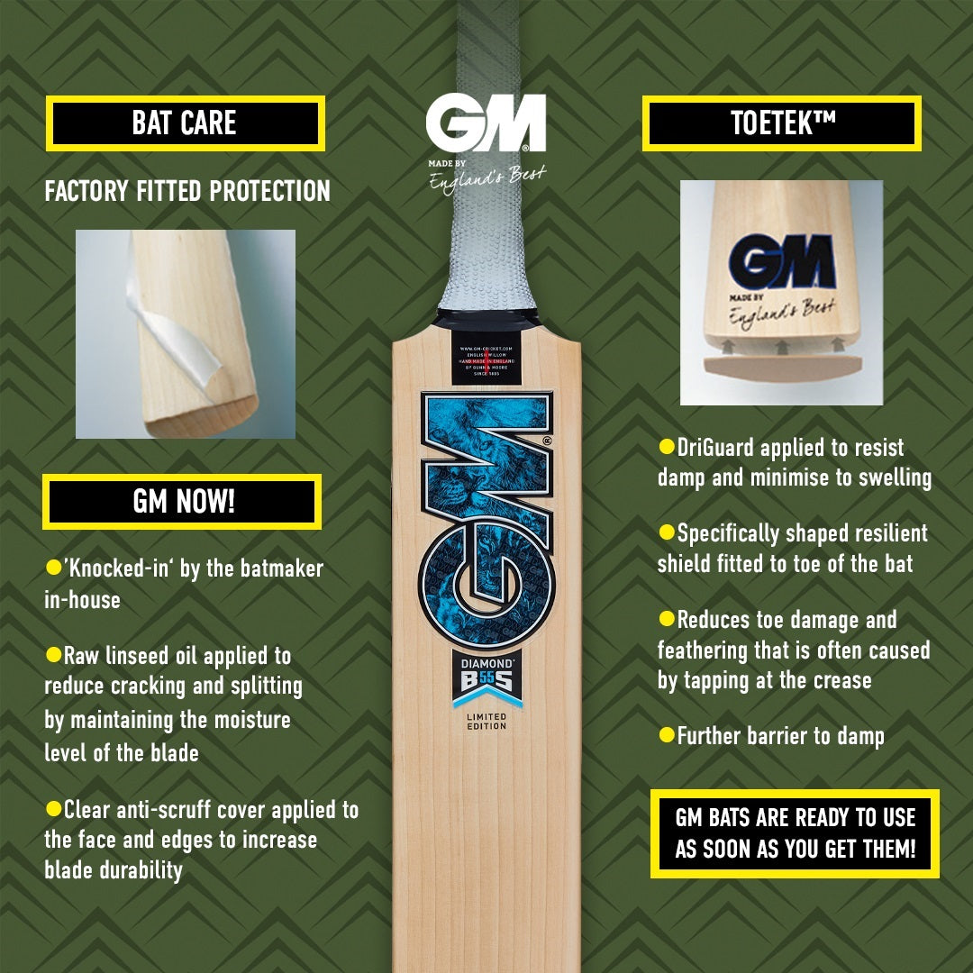 GM PSYCHE Original Cricket Bat 2025 - Premium English Willow Cricket Bat for Professional Players - Perfect for Matches, Training & Backyard Cricket Practice