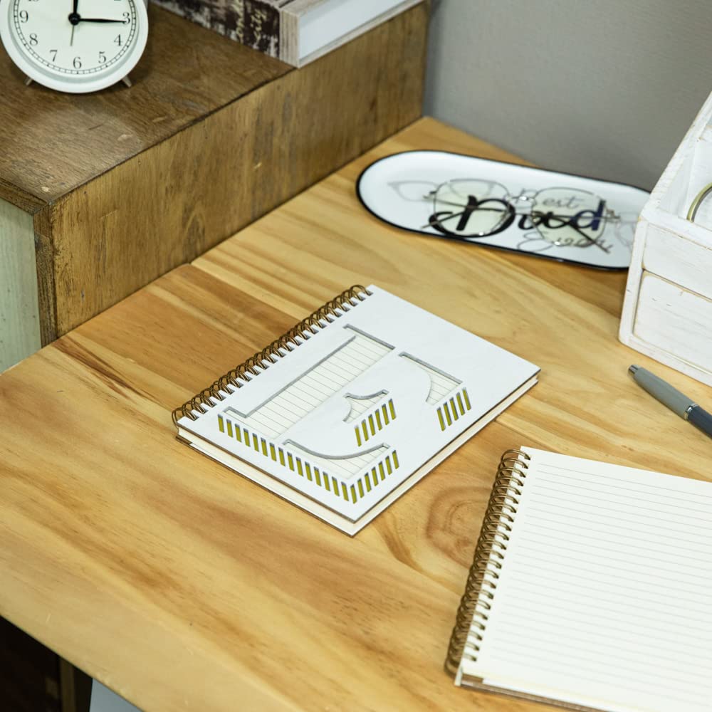 COLLECTIVE HOME - Personalized Monogram Wood Cover Notebook, College Ruled Journal with 100 Lined Pages | Daily Planner, Travel Diary, Writing Journal for Men & Women | Perfect Graduation Gift, Office & School Supplies, Business Meeting Notes, Creative Writing Inspiration