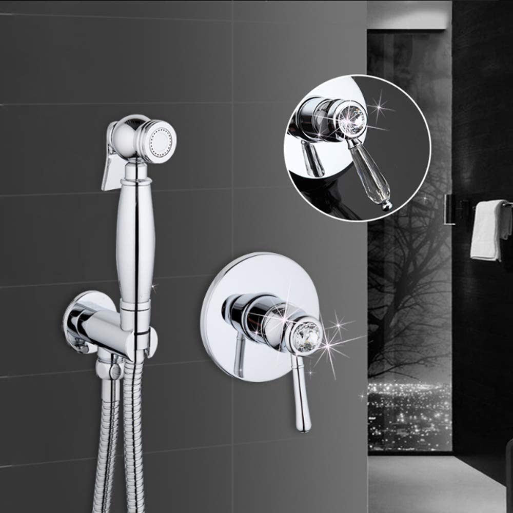 XBSXP Hot & Cold Water Bidet Sprayer - Chrome Portable Cloth Diaper Washer & Shower Sprayer Set - Wall Mounted Brass Bathroom Bidet Tap for Personal Hygiene - Perfect for Toilet Hygiene, Baby Care & Postpartum Cleaning