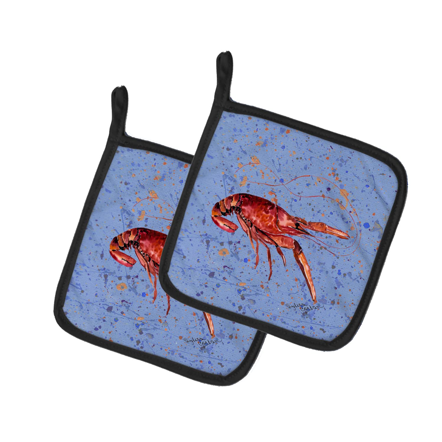 Caroline's Treasures 8458PTHD Crawfish Pot Holders Set - Heat Resistant Kitchen Oven Mitts for Cooking, Baking & BBQ (7.5