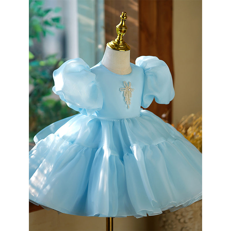 Adorable Baby Girls Blue Birthday Puffy Toddler Princess Dress - Perfect for 1st Birthday, Photo Shoots & Special Occasions