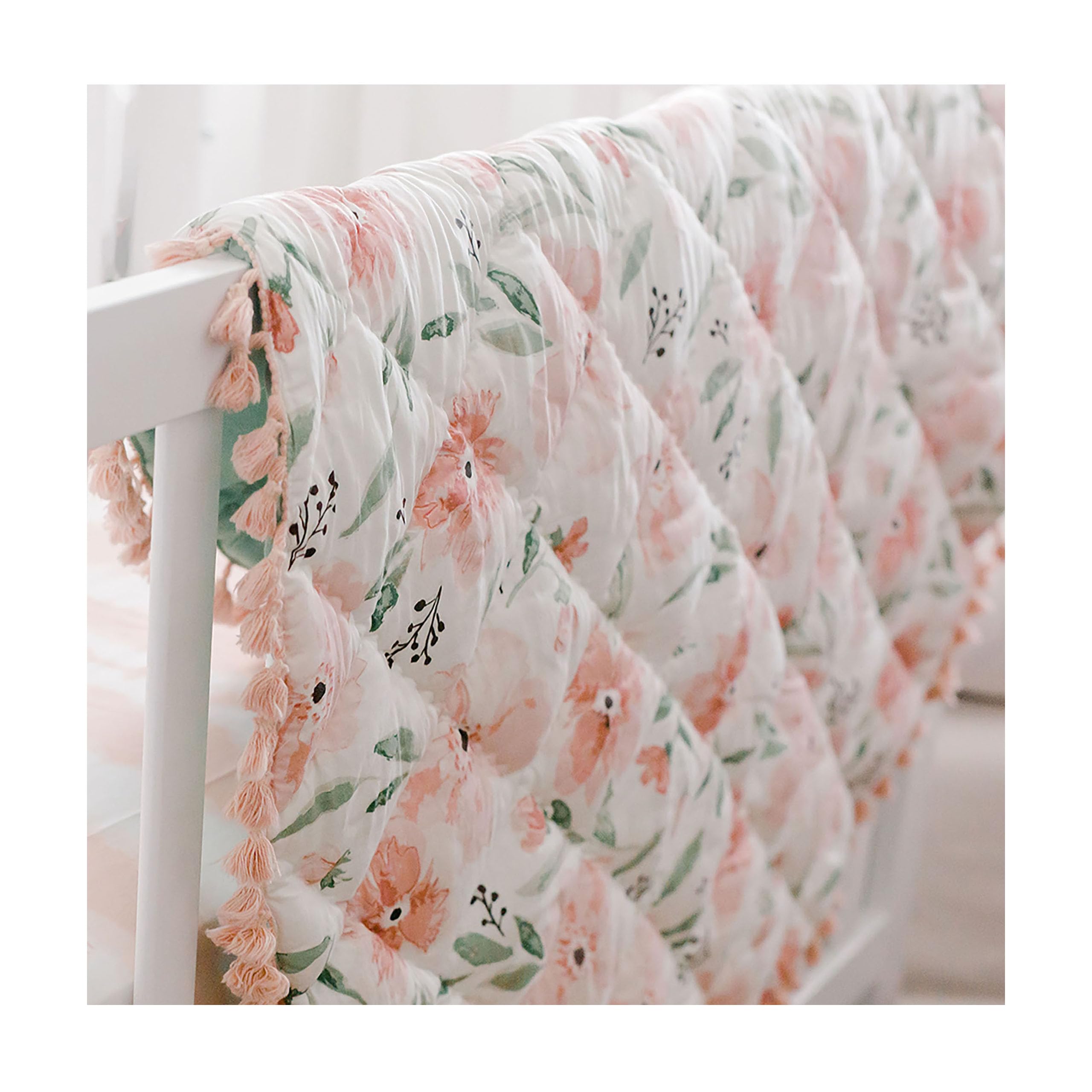 **Soft Pink Floral Baby Play Mat - 40