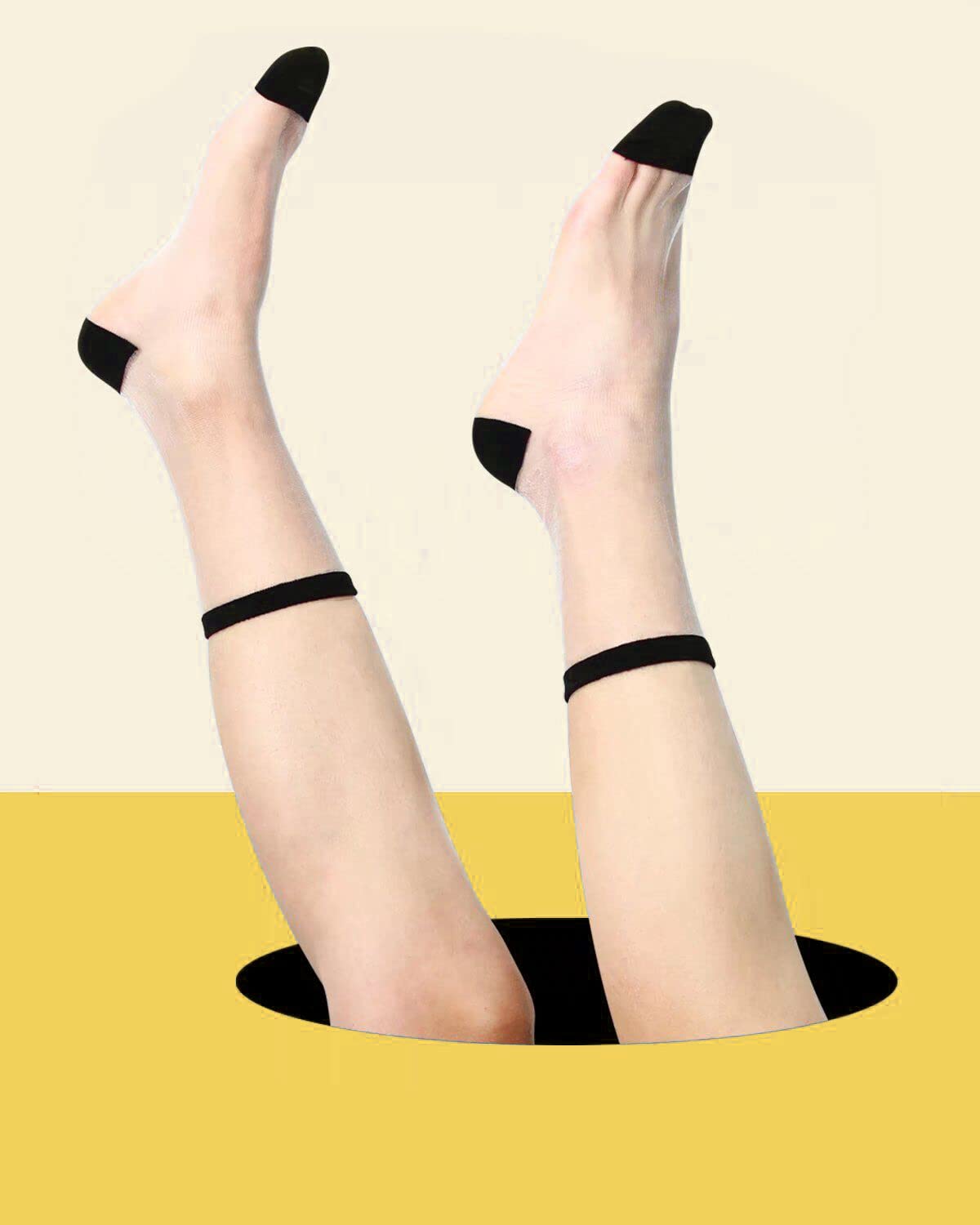 5 Pairs Women's Sheer Socks - Summer Thin Fishnet Transparent Mesh Lace Ankle Socks, Casual Crew Socks in Black Grid (One Size) | Perfect for Daily Wear, Office, Parties & Fashion Outfits