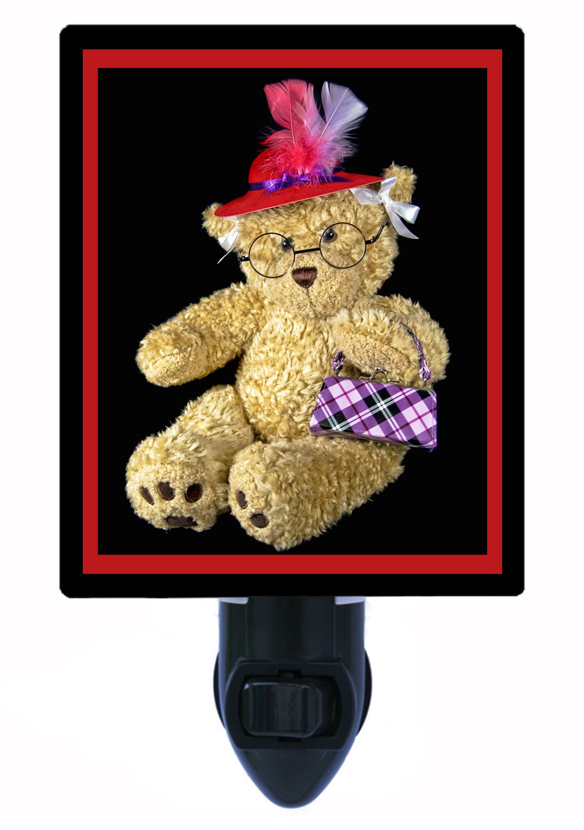 Red Hat Bear LED Night Light for Kids - Soft Glow Nursery Light for Bedroom, Baby Room & Kids Room - Perfect for Nighttime Comfort and Safety