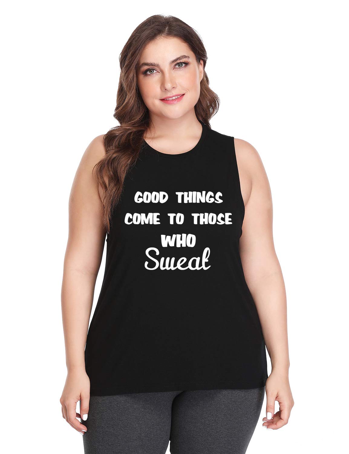 FANNOO Plus Size Workout Tank Tops for Women - Funny Saying Fitness Gym Racerback Sleeveless Shirts - Perfect for Yoga, Running & Gym Workouts