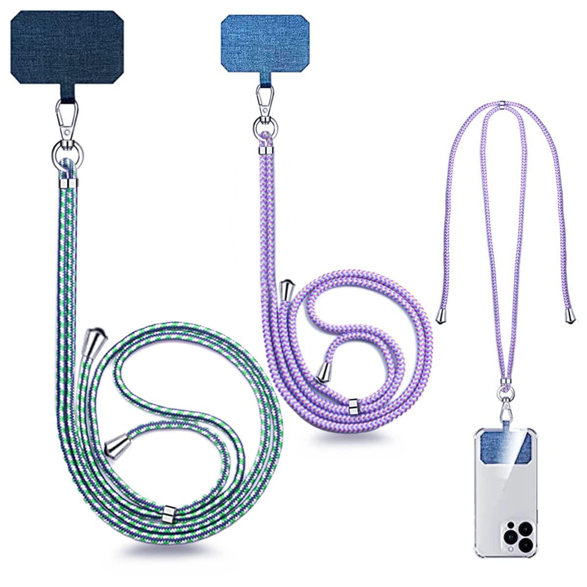 Universal Adjustable Phone Lanyard - Crossbody Neck Strap for iPhone & Android Phones, Nylon Phone Holder with Patch - Perfect for Travel, Work, Gym & Outdoor Activities