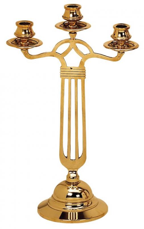 Vintage 3-Arm Brass Candelabra - Elegant Jugendstil Candle Holder for Dining Table, Wedding Decor & Home Centerpiece