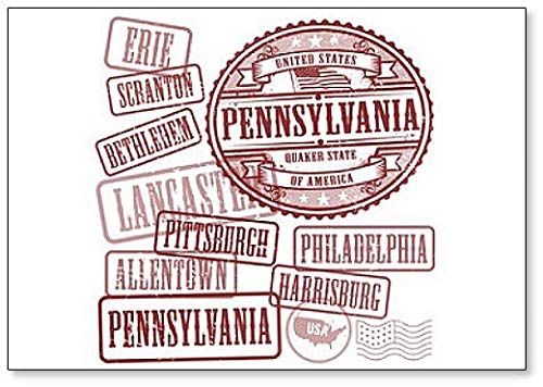 Pennsylvania City Names Stamps Set - Decorative Fridge Magnets for Collectors & Travel Souvenirs | Perfect for Scrapbooking, Home Decor & Office Organization