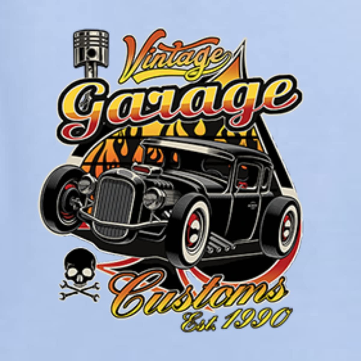 Vintage 1990 Garage Customs Hot Rod Classic Car & Truck Long Sleeve Shirt for Men - Perfect for Car Shows, Cruising & Automotive Enthusiasts