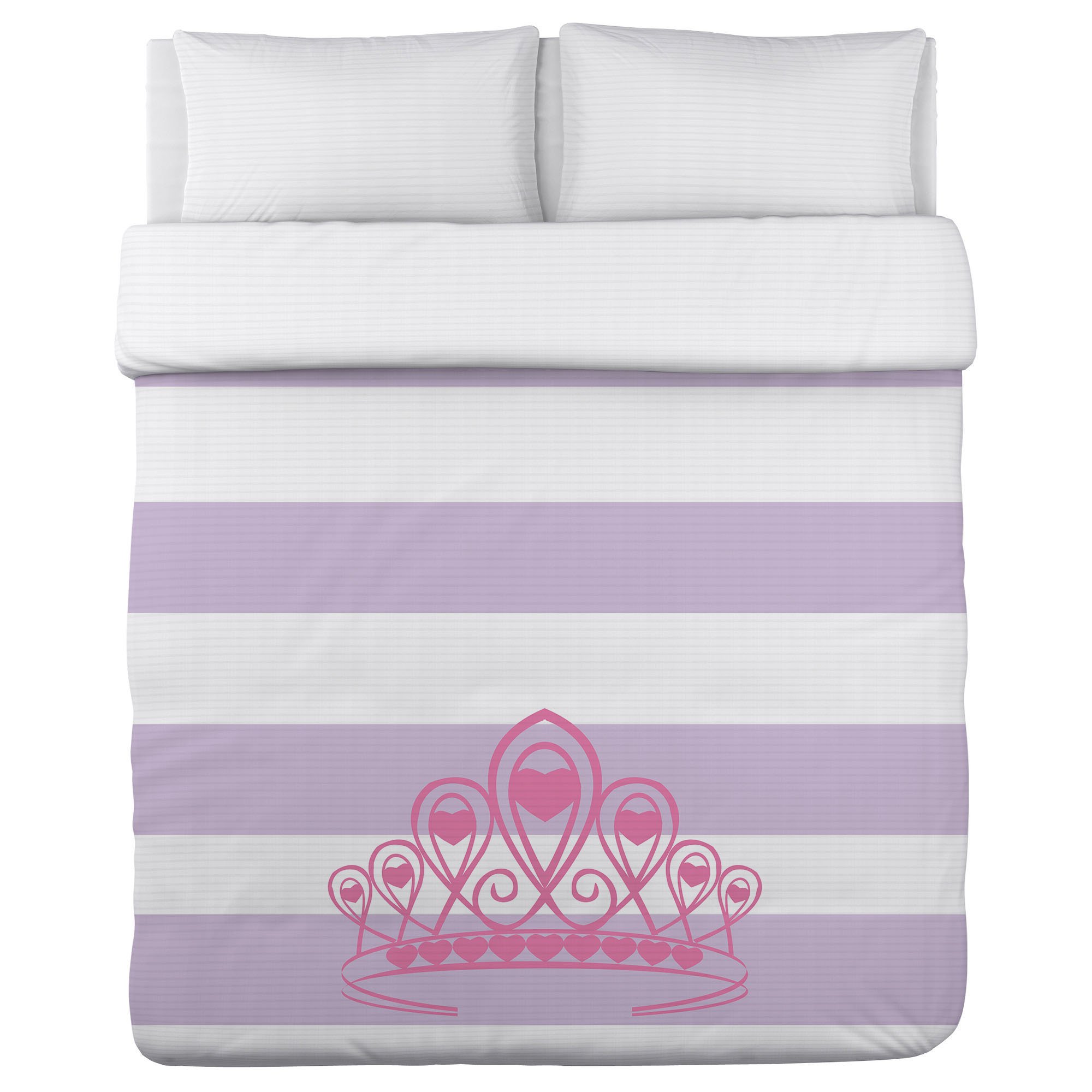 OBC One Bella Casa Crown Stripe Lightweight Duvet Cover - Full/Queen Size, Soft Lavender & White Cotton Bedding Set for Cozy Bedroom Decor | Perfect for Guest Rooms, Master Bedrooms & Dorm Essentials