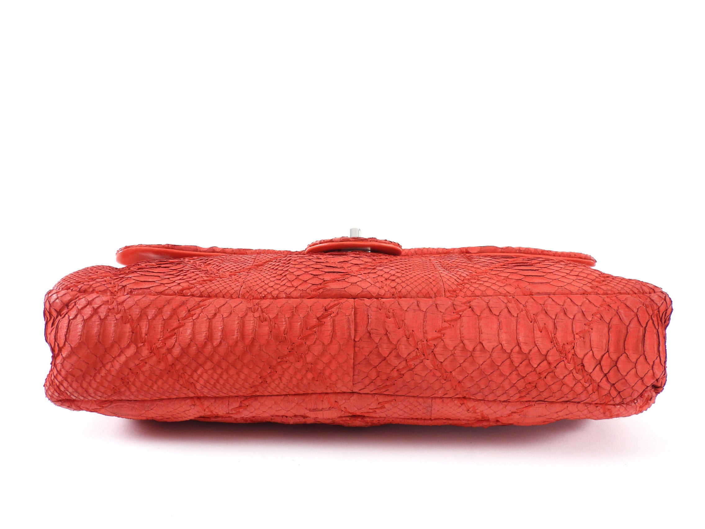 Chanel Red Python Leather East West Ultimate Stitch Flap Bag - Luxury Designer Handbag for Women, Perfect for Evening Parties & Special Occasions