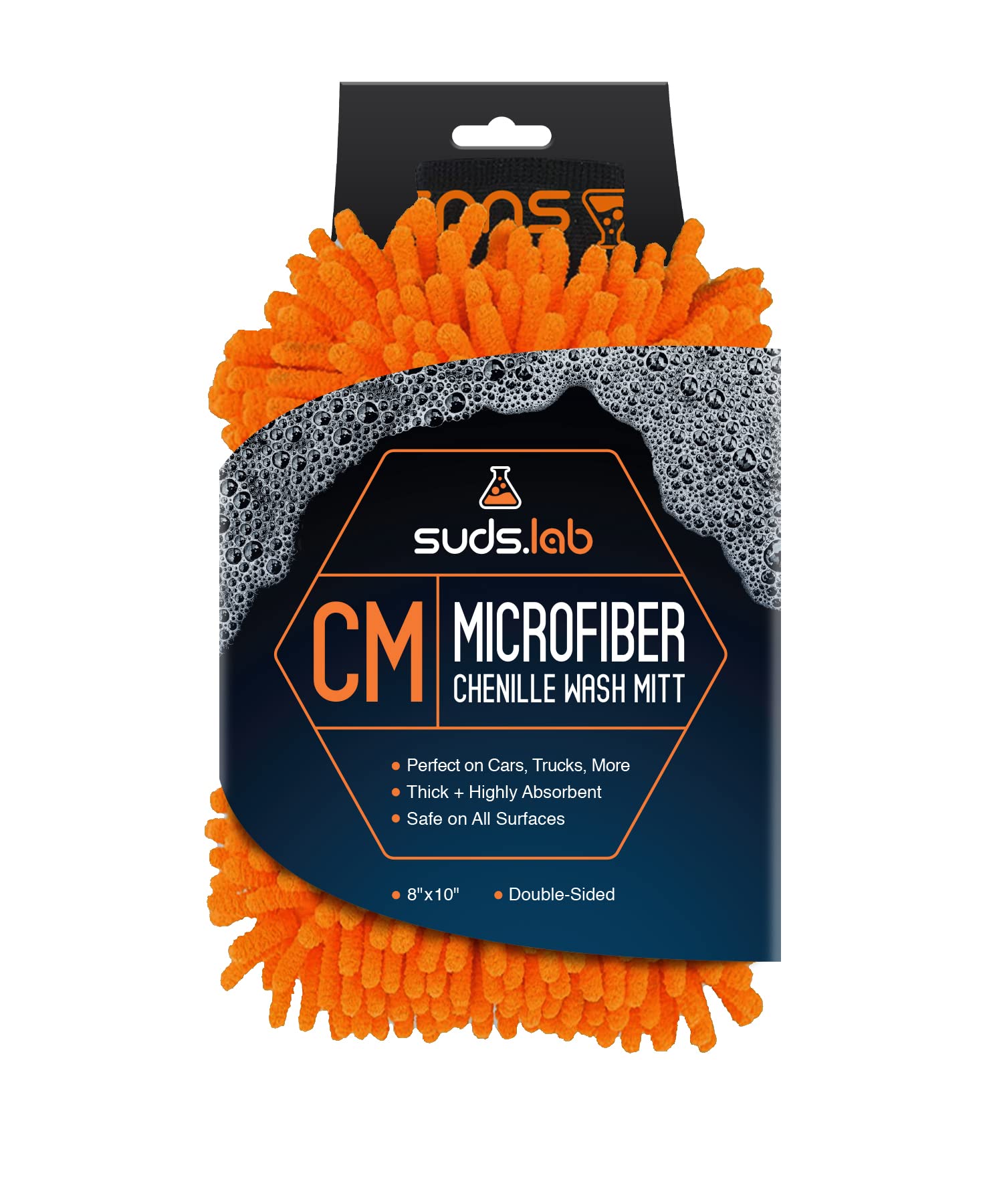 Suds Lab CM Chenille Microfiber Car Wash Mitt - Double Sided Scratch Free Wash Glove for Cars, Trucks & SUVs (8