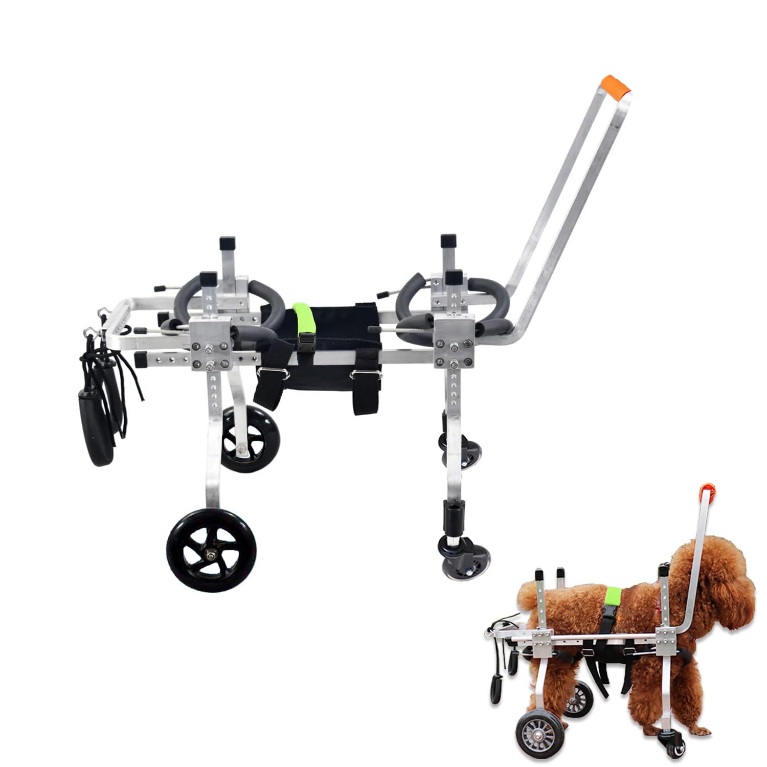 Adjustable 4-Wheel Dog Wheelchair for Small & Medium Pets - Lightweight Mobility Aid for Front Leg Arthritis & Weak Limbs (XXS) - Ideal for Indoor/Outdoor Use, Recovery & Daily Support