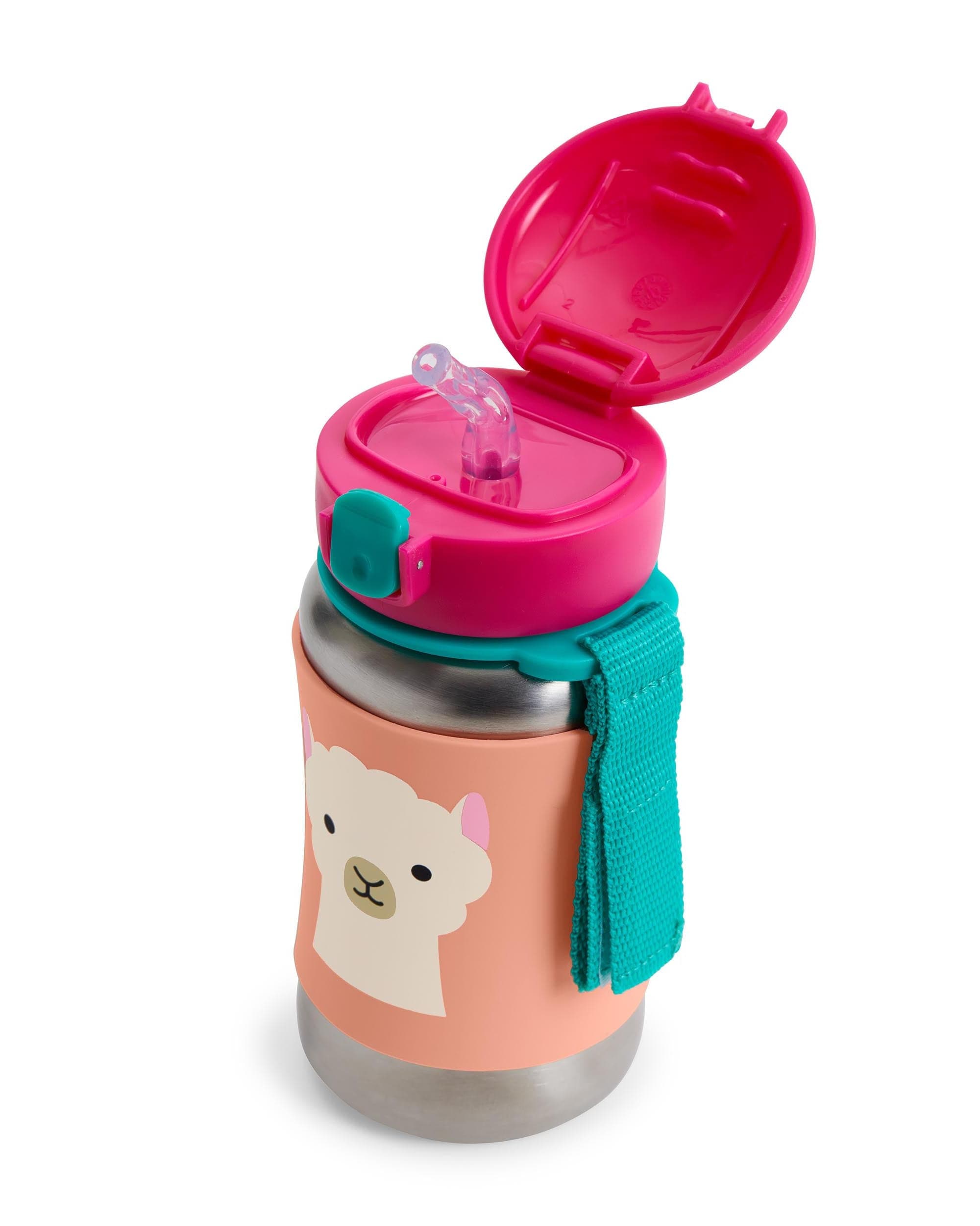 Skip Hop Zoo Stainless Steel Straw Bottle - Insulated Kids Water Bottle with Leak-Proof Lid, BPA-Free & Eco-Friendly - Perfect for School, Travel & Outdoor Activities