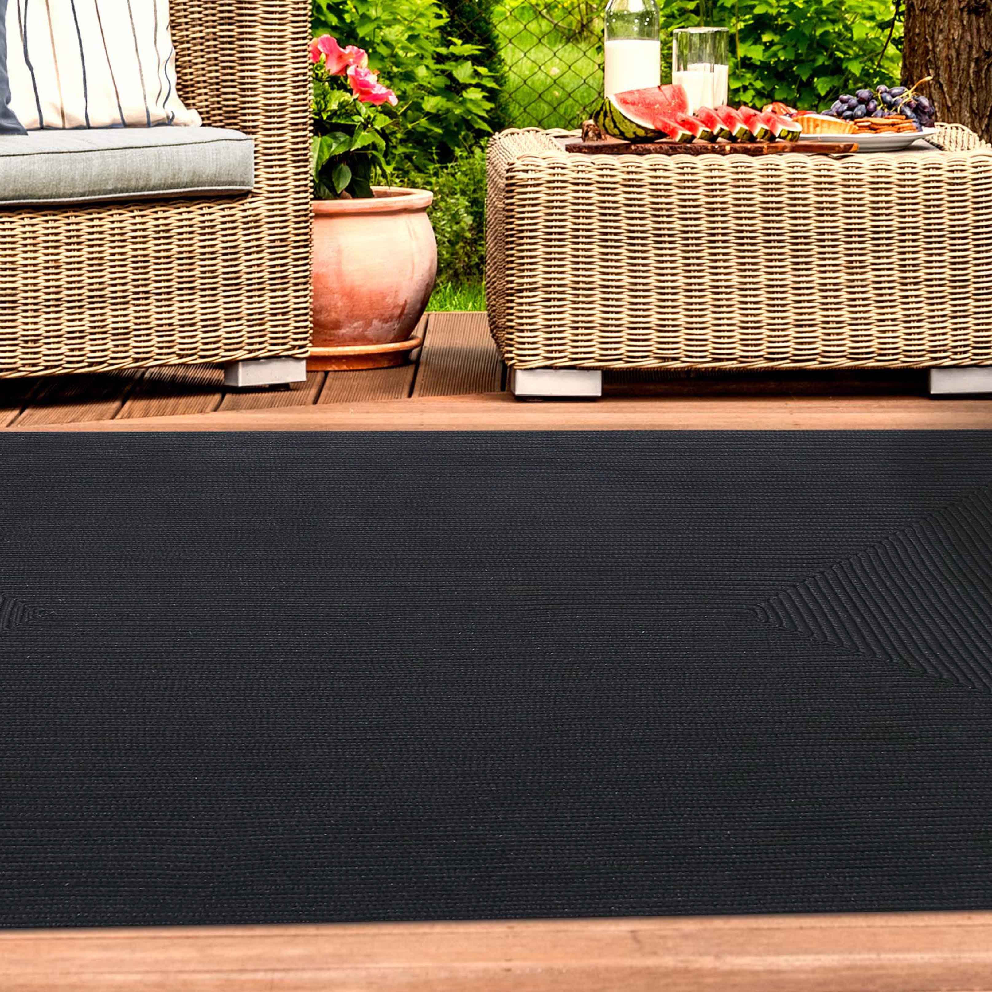 Bohemian Rectangle Braided Area Rug - Non-Slip Indoor Outdoor Rug for Living Room, Bedroom, Patio - Soft Woven Jute Natural Fiber Floor Mat for Home Decor